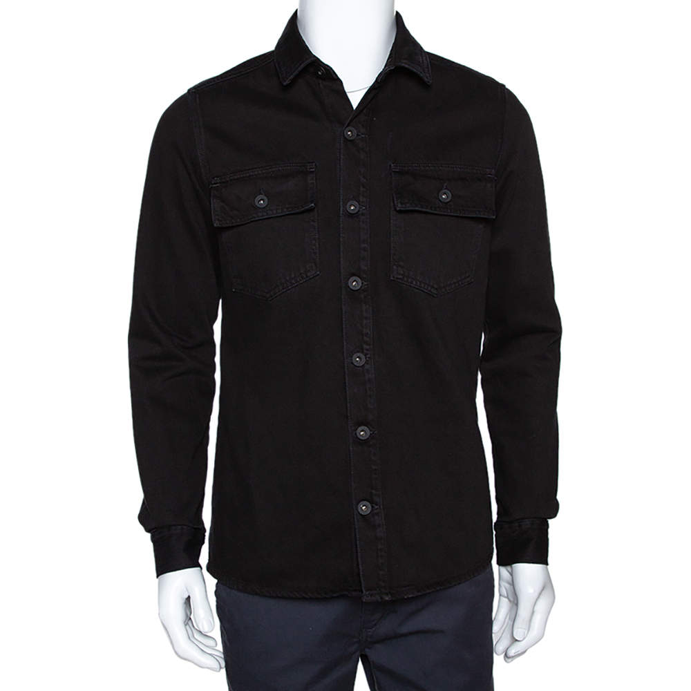 Off White Black Denim Impressionism Over Shirt XS