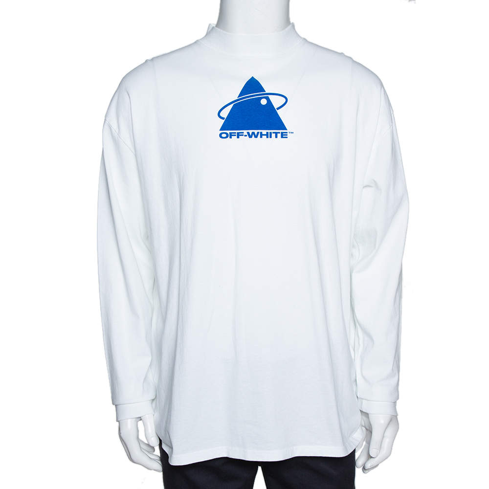 Pre Owned Off-White White Cotton Triangle Planet Print Oversized T-Shirt M