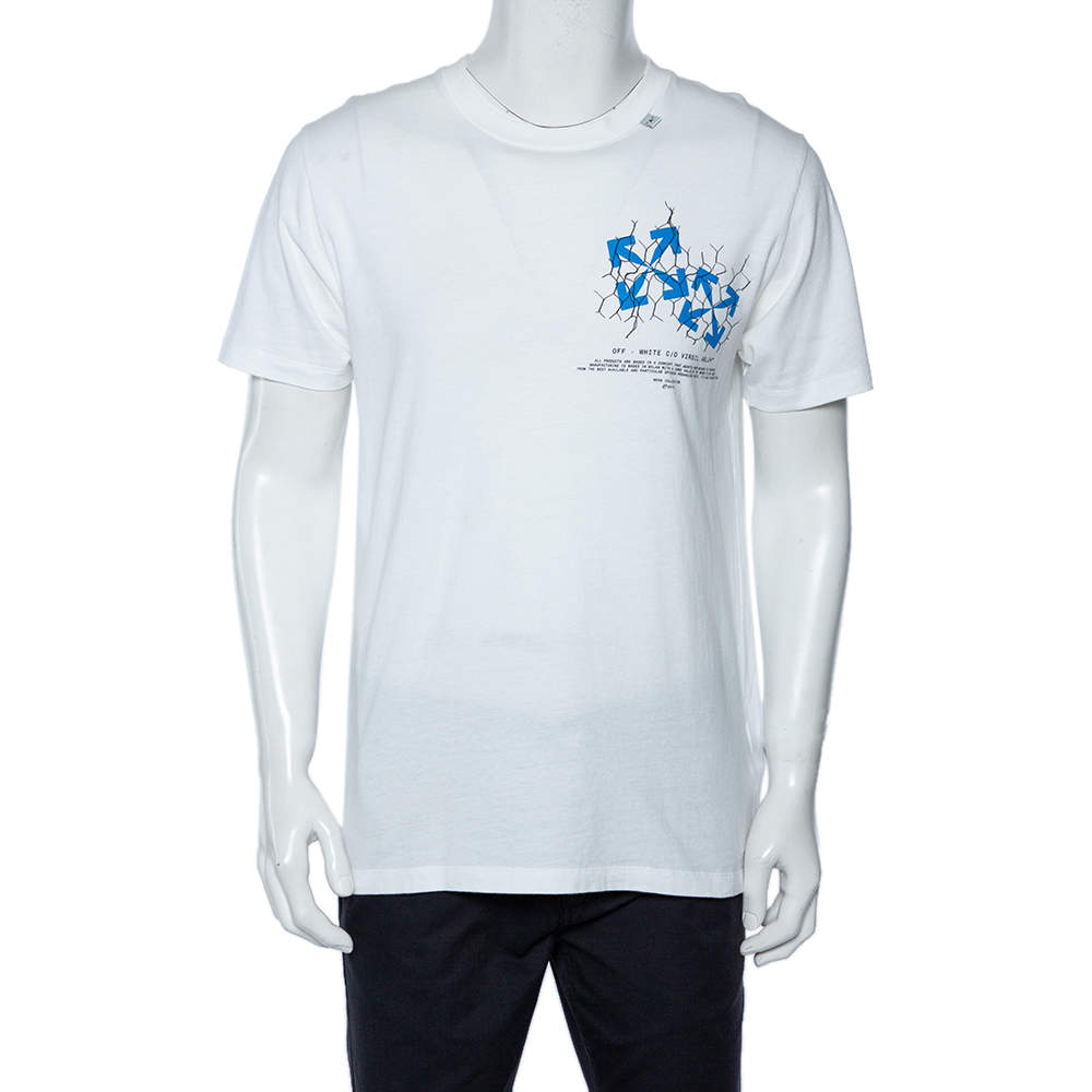 Pre Owned Off White Cotton Fence Oversized Crew Neck T-Shirt M