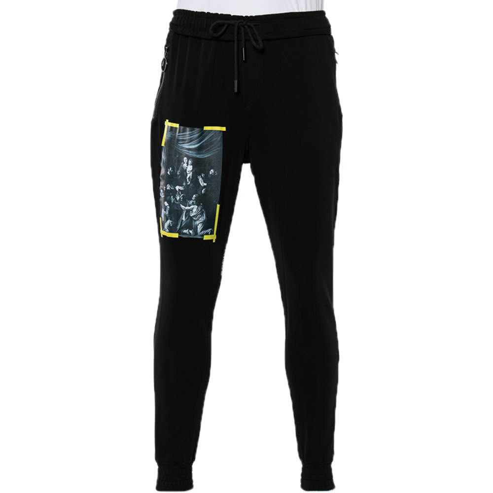 Off-White Black Printed Jersey Caravaggio Lounge Joggers M 