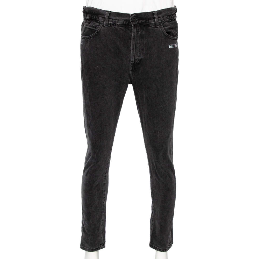 Pre Owned Off-White Charcoal Grey Denim Low Crotch Jeans M