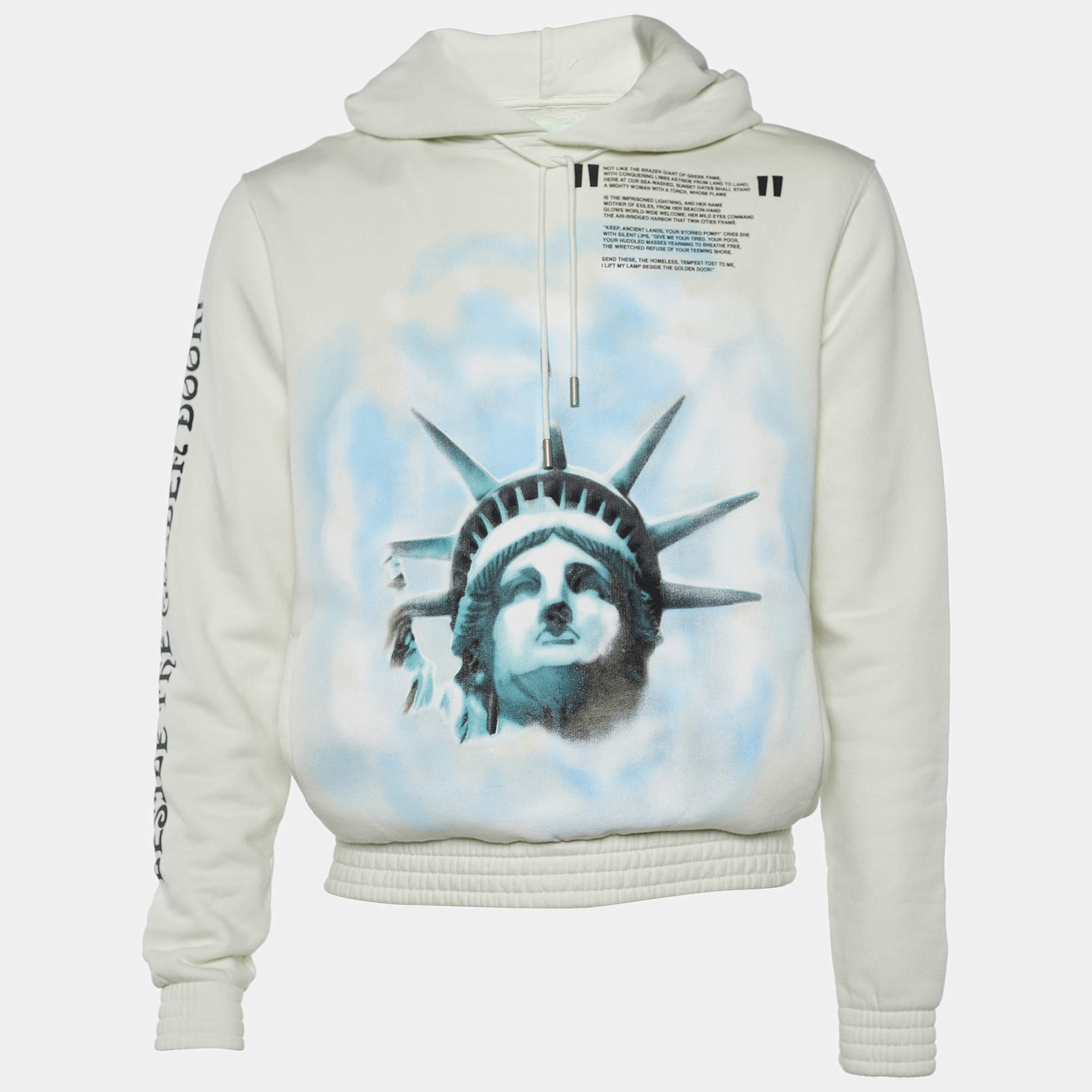 Off-White Off White Statue of Liberty Print Cotton Hooded Sweatshirt S