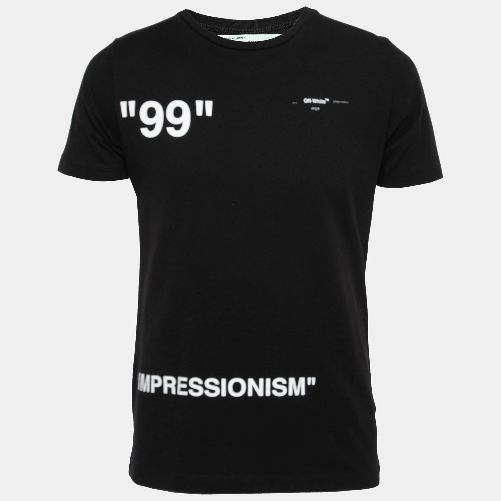 Pre Owned Off-White Black Impressionism Print Cotton Crewneck T-Shirt S  