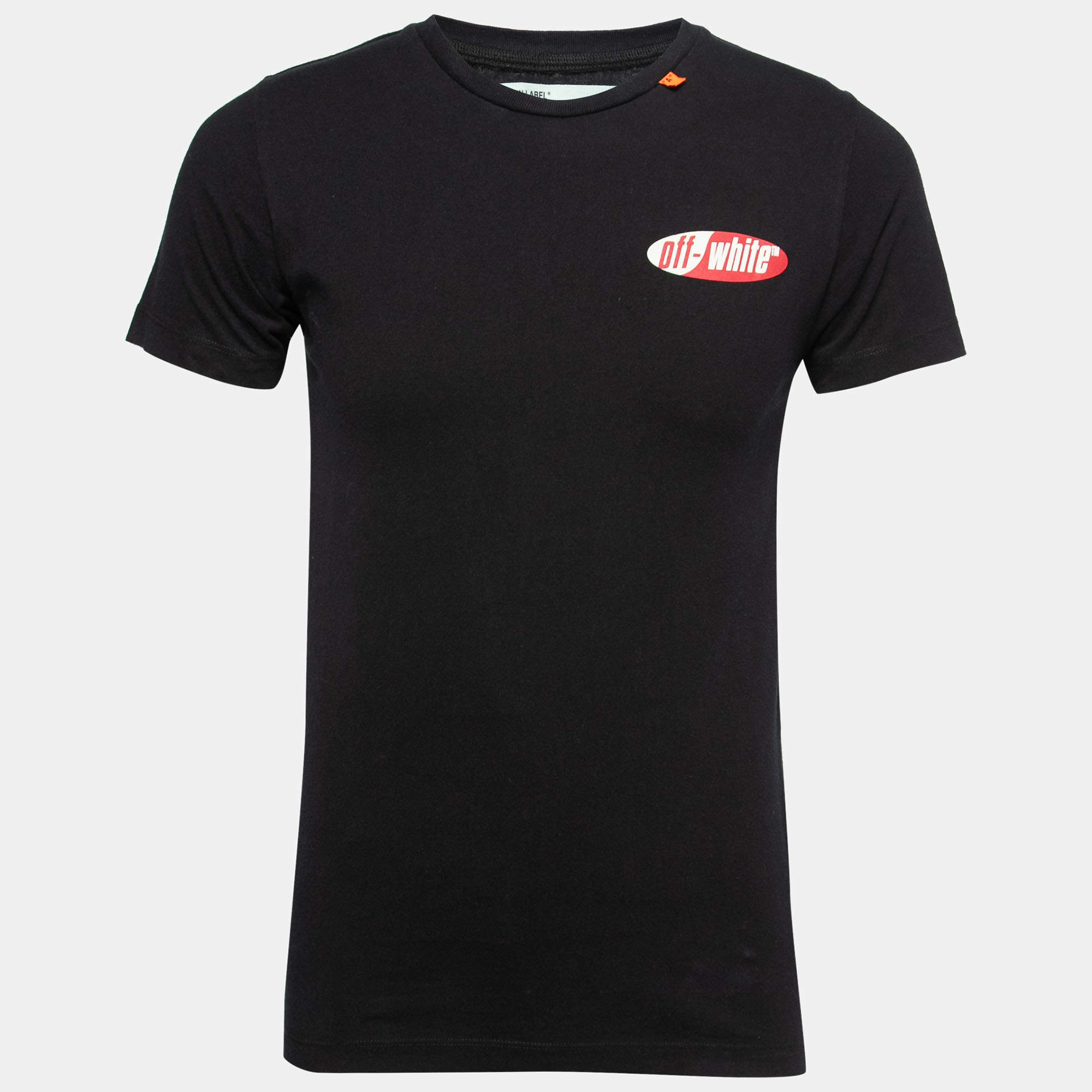 Pre Owned Off-White Black Cotton Arrow Print T-Shirt XS