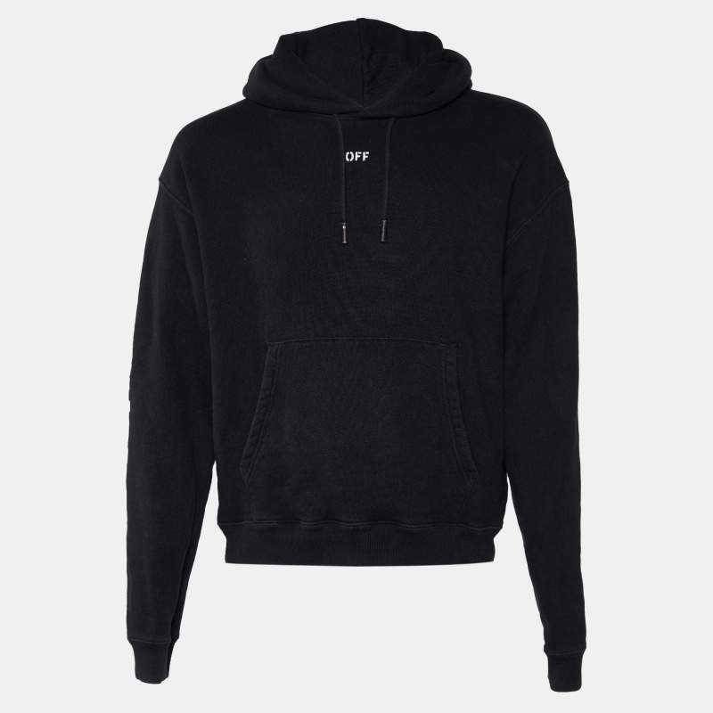 Off-White Black Skull Printed Cotton Knit Hoodie S