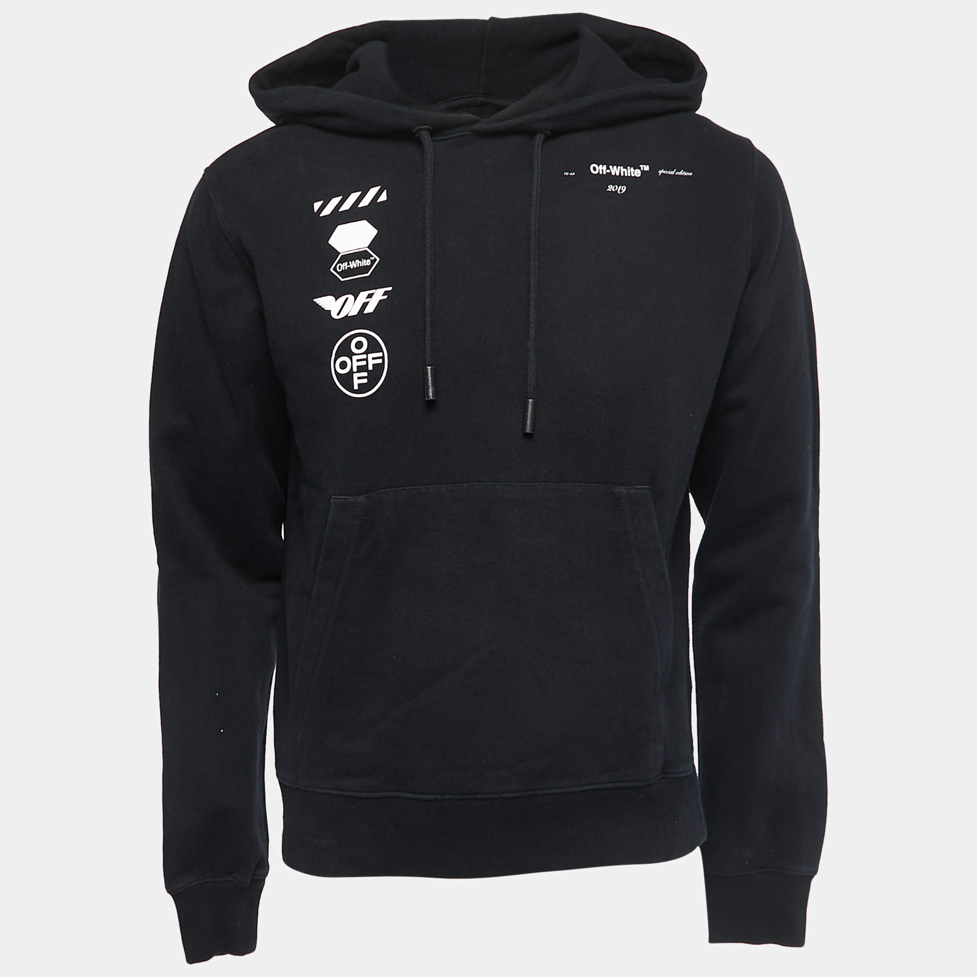 Pre Owned Off-White Black Arrow Print Cotton Hoodie S