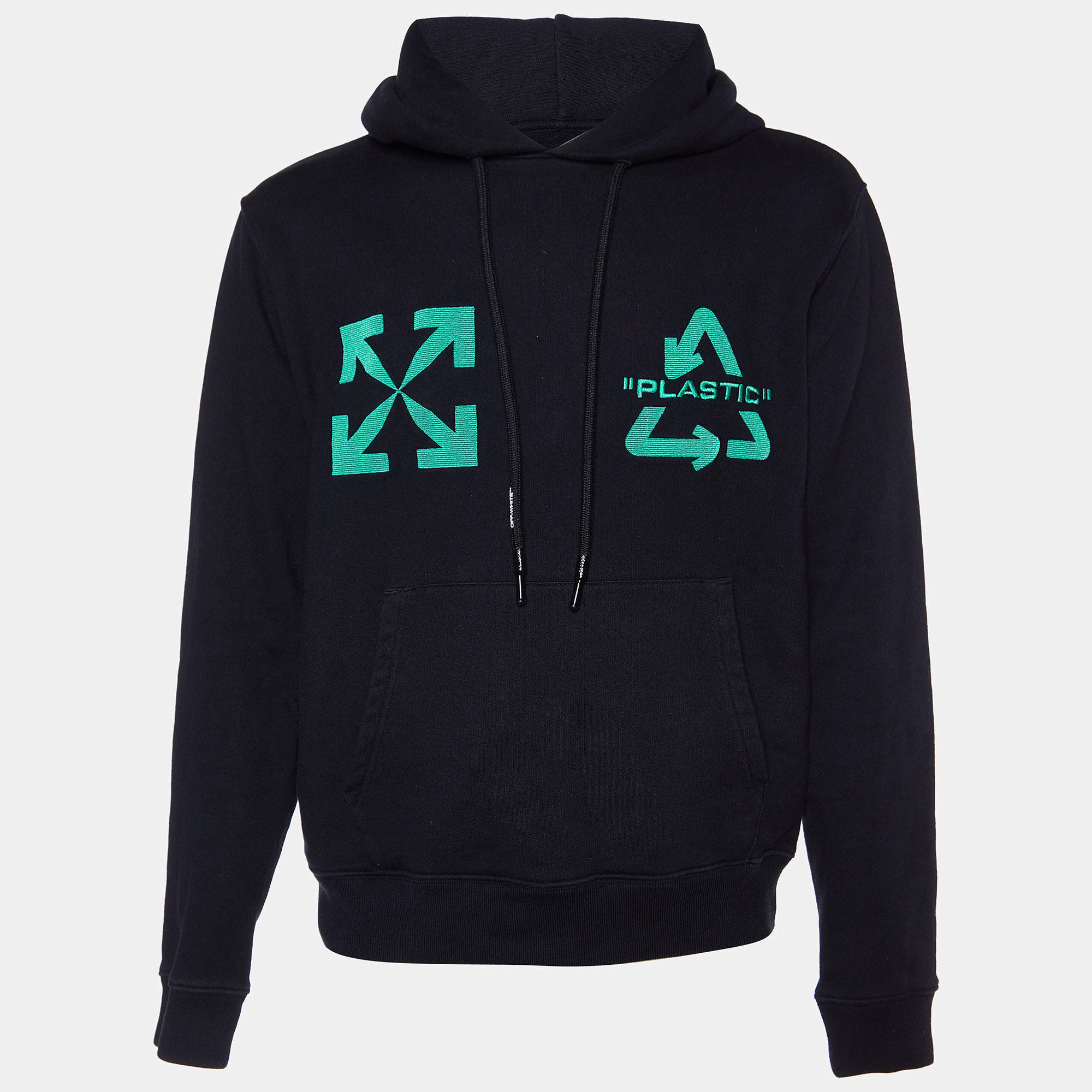 Off-White Black Cotton Universal Key Embroidered Hoodie M