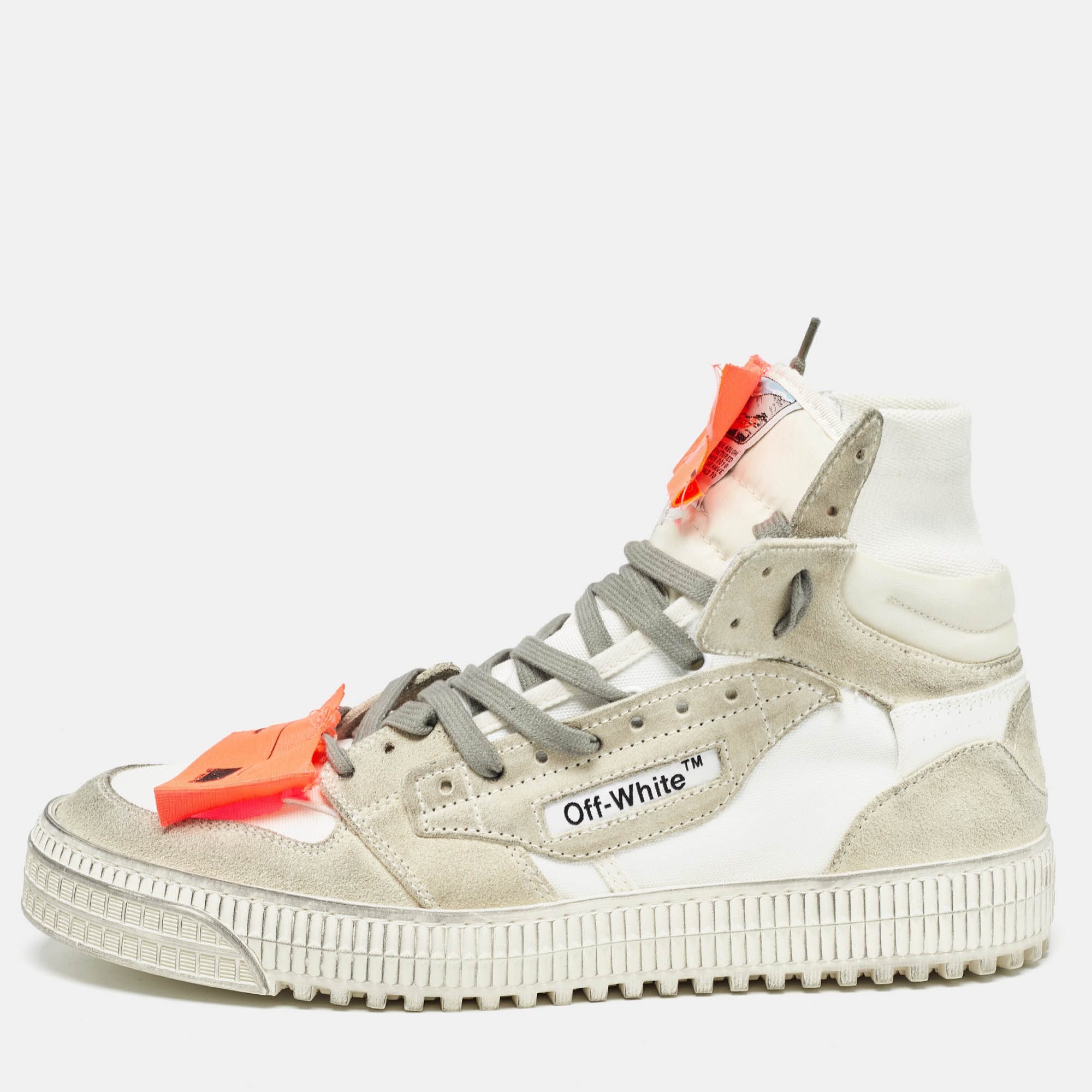 Off-White White/Grey Suede Off Court 3.0 High Top Sneakers Size 42