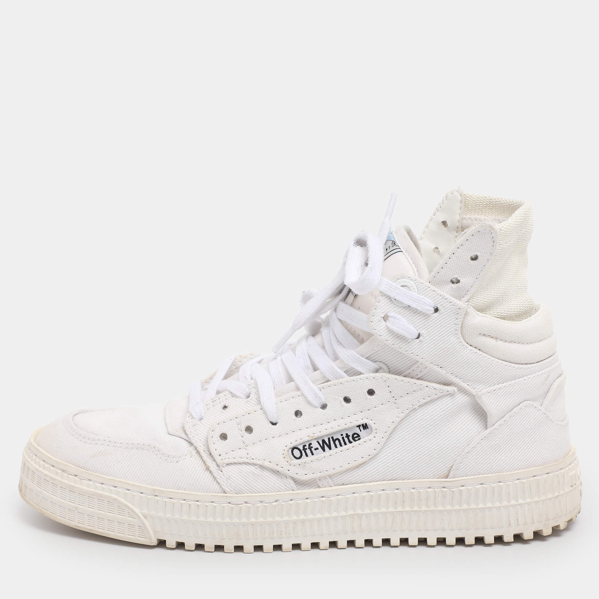 Pre Owned Off-White White Canvas Off Court 3.0 High Top Sneakers Size 39