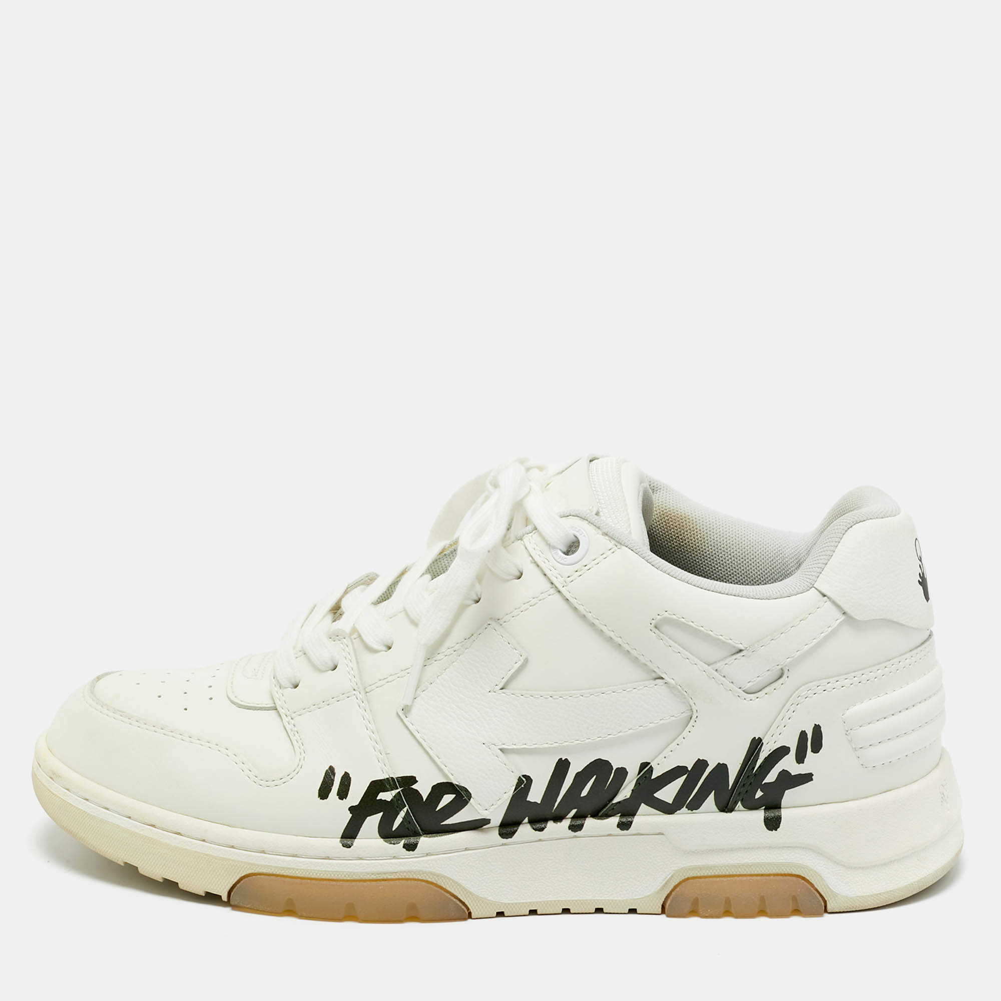 Pre Owned Off-White White Leather Out of Office Low Top Sneakers Size 44