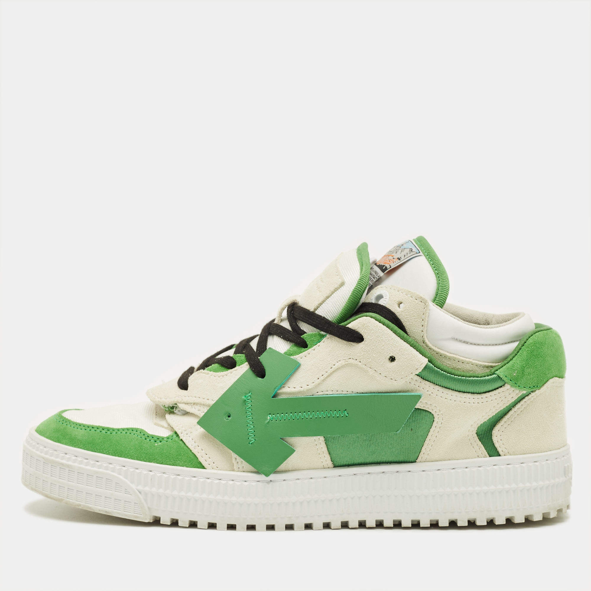 مملوكة مسبقًا Off-White Floating Arrow Size 43 Green Fabric and Suede Lace Up Sneakers