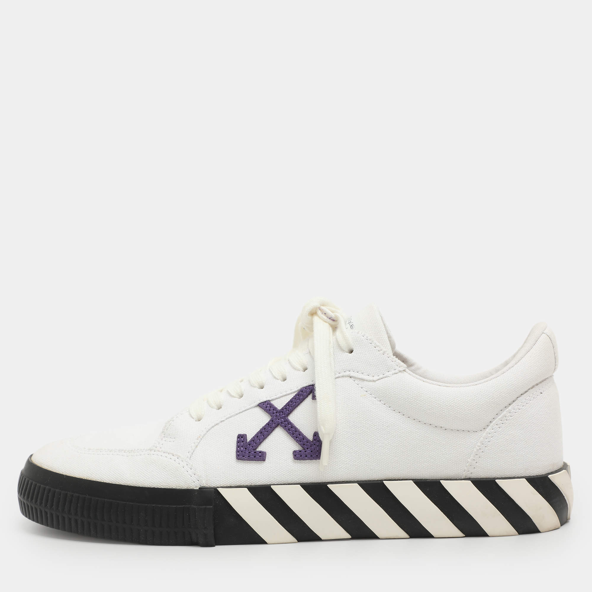 Pre Owned Off White Vulc  Size 44 White Canvas  Low Top Sneakers 