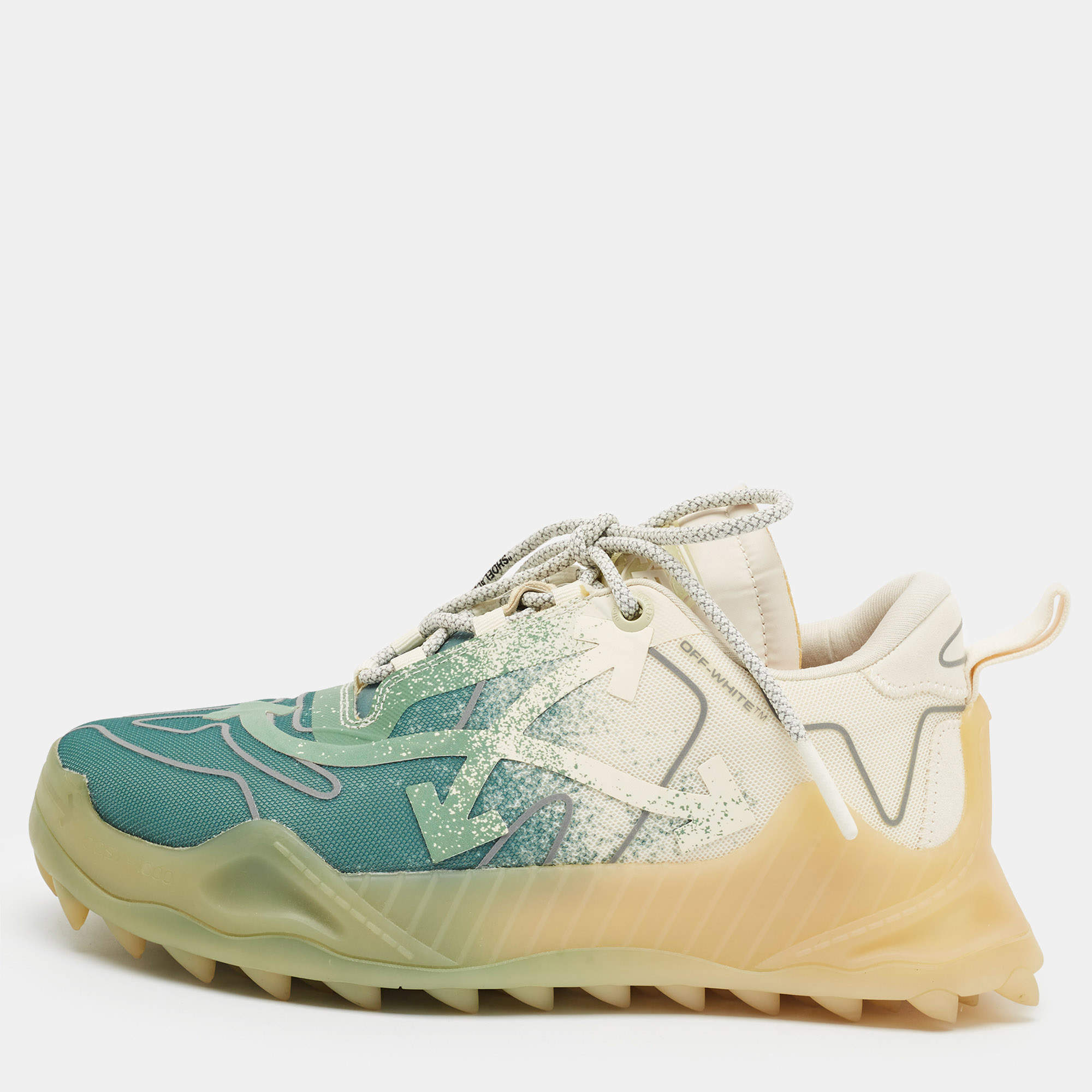 مملوكة مسبقًا Off-White Odsy 1000 Size 43 Green/Cream Mesh Low Top Sneakers