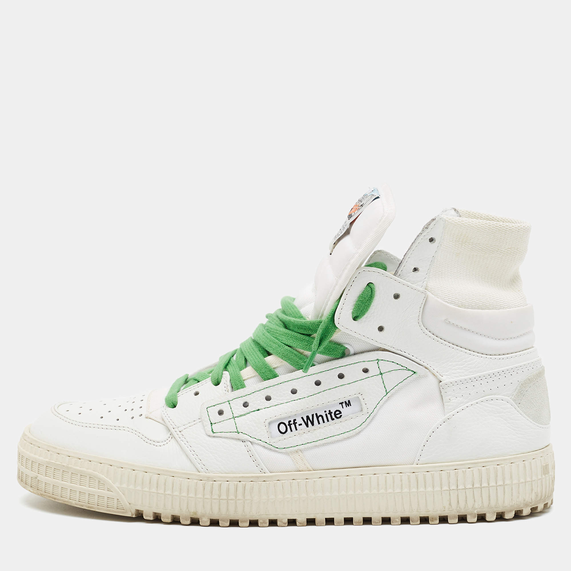 Pre Owned Off-White 3.0 Off Court Size 42 White Canvas and Leather High Top Sneakers