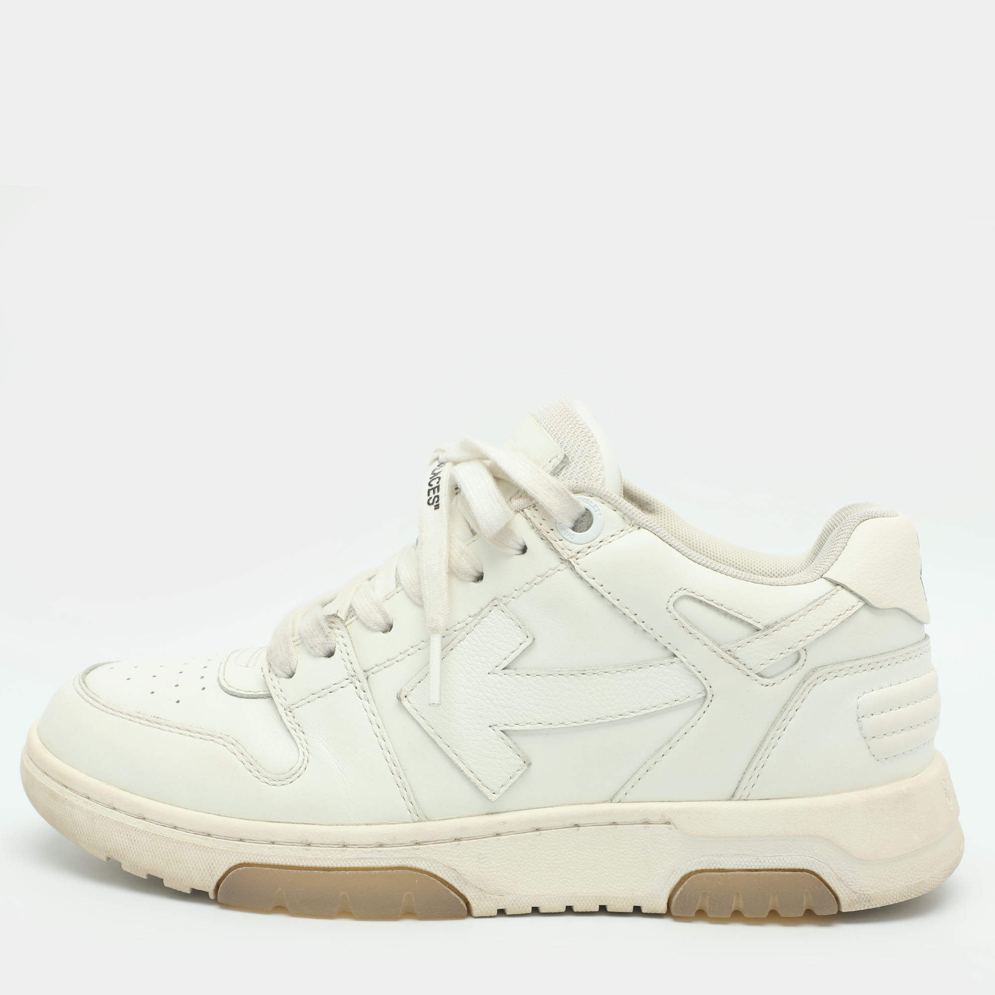 Pre Owned Off-White Out of Office Size 39 White Leather Low Top Sneakers