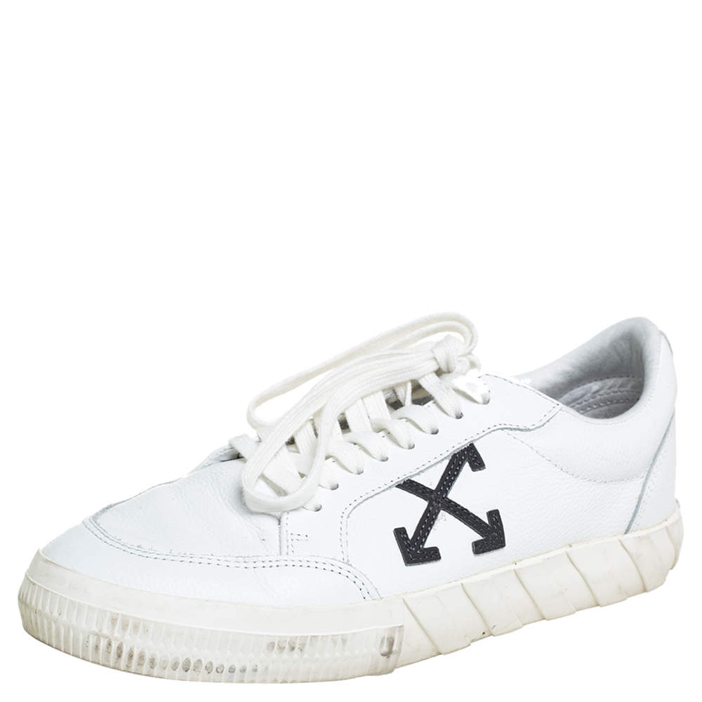 Pre Owned Off-White White Leather Vulcanized Low Top Sneakers Size 42