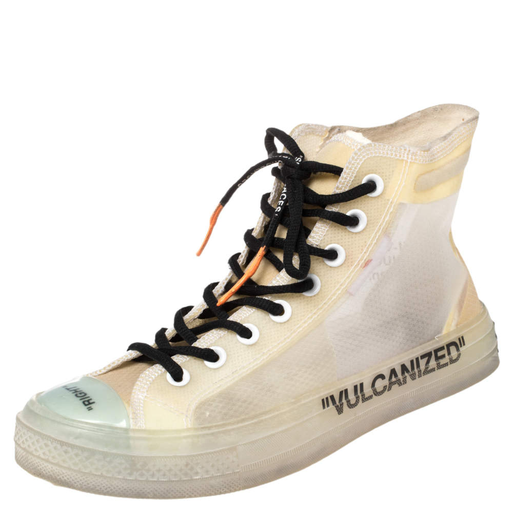 Off-White x Converse Beige Mesh And Rubber Chuck Taylor All-Star Vulcanized High Top Sneakers Size 41