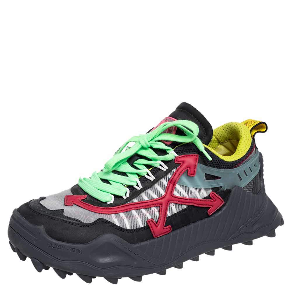 Off White Multicolor Mesh And Leather Odsy 1000 Low Top Sneakers Size 43