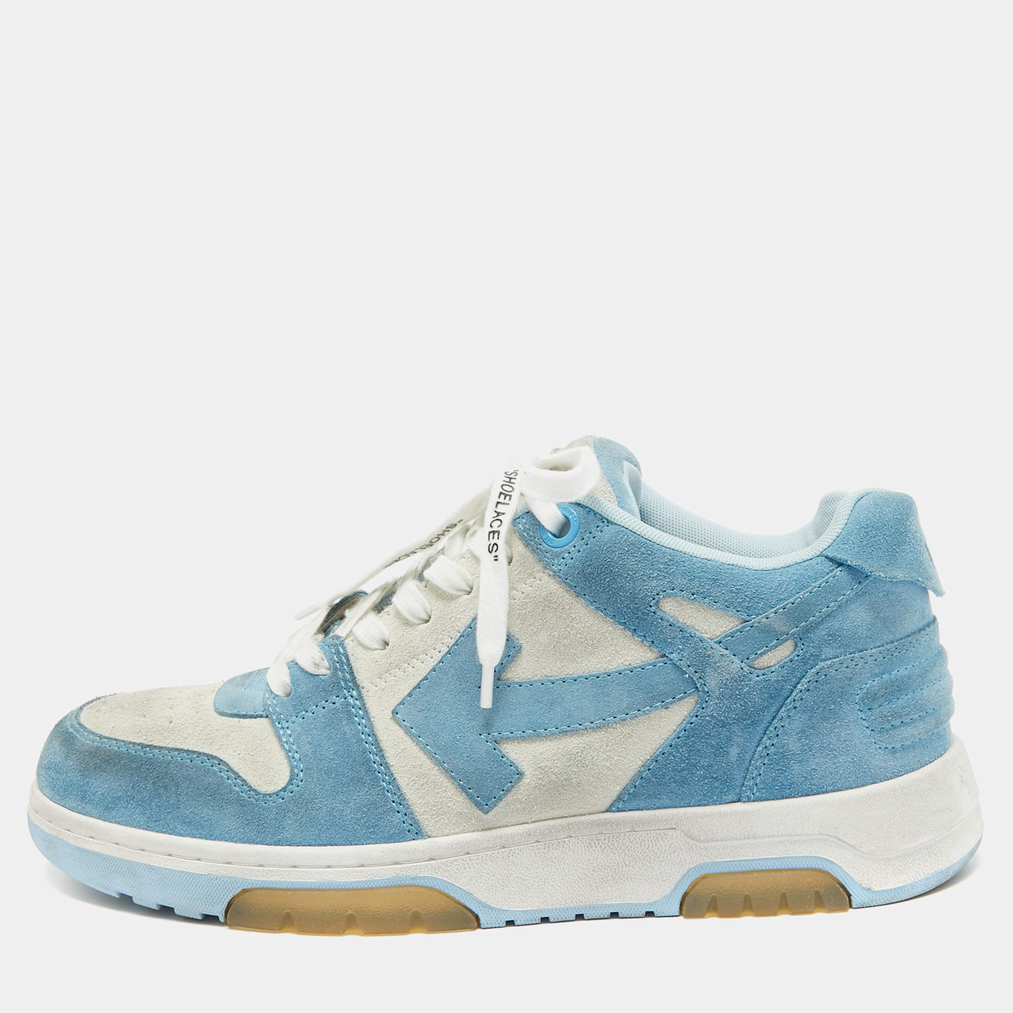 مملوكة مسبقًا Off-White Blue/White Vintage Suede Out Of Office Sneakers Size 43