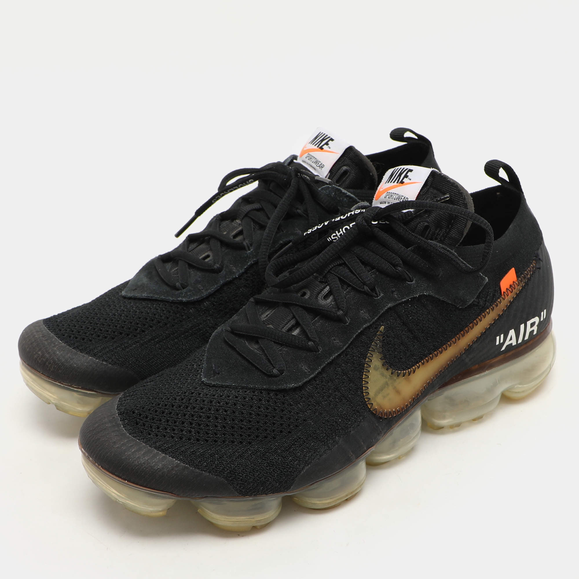 Off-White x Nike Black Knit Fabric And Suede Air Vapormax Flyknit