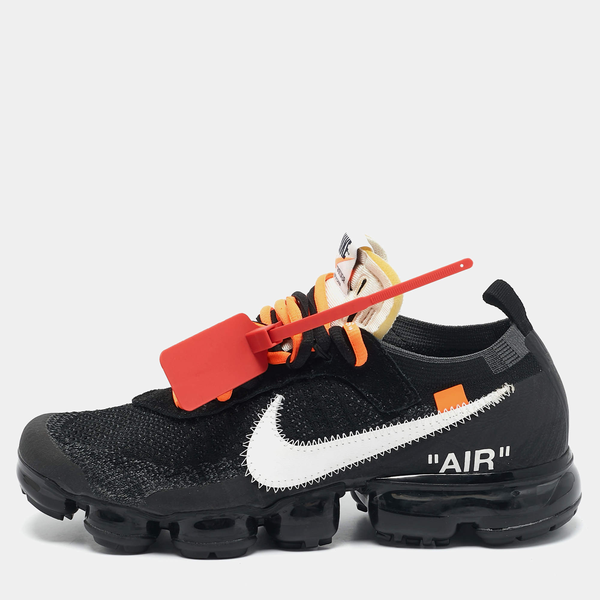 Off-White x Nike Black Knit Fabric Air VaporMax Low Top Sneakers  Size 42          