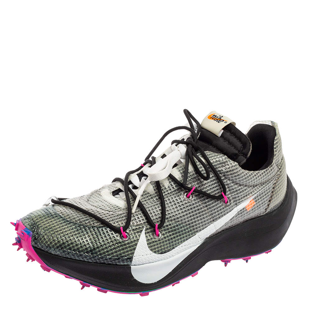 Pre Owned Off White x Nike Black/Pink Nylon And Suede Vapor Street Sneakers Size 45.5