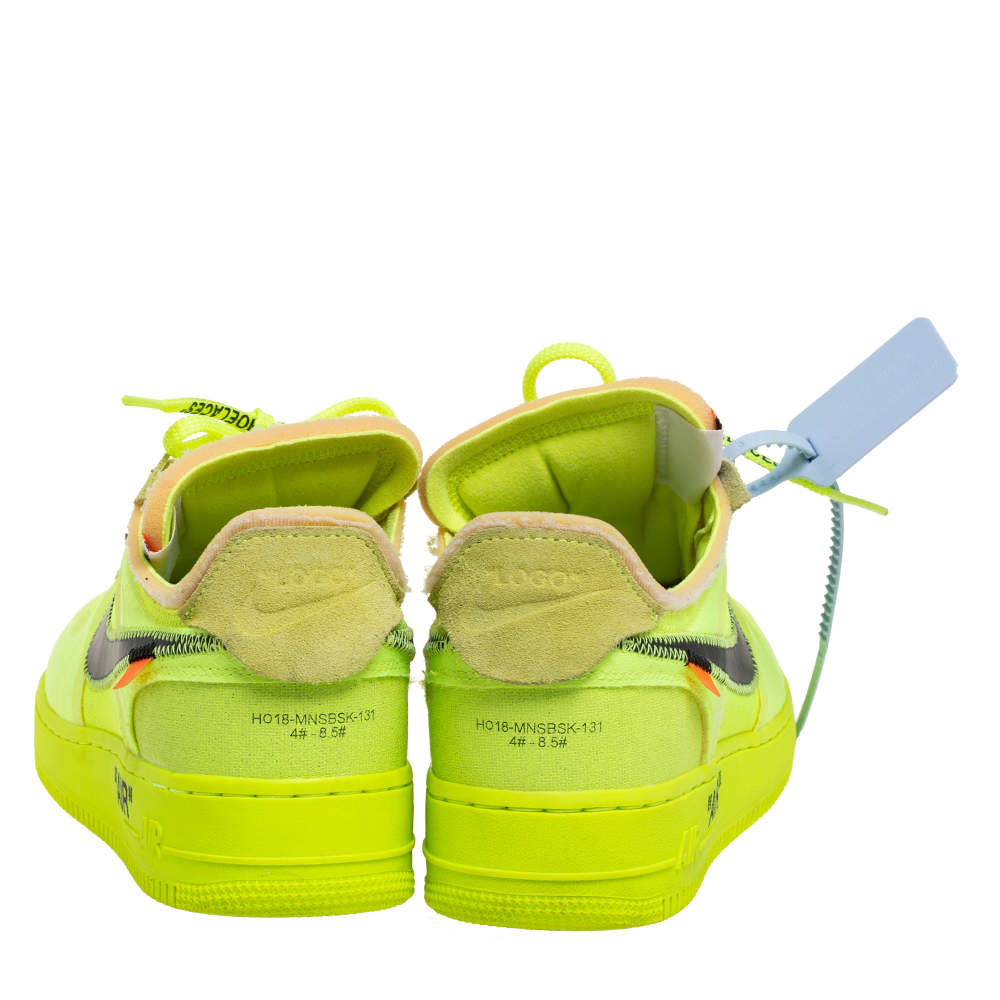 Off White x Nike Green Mesh And Suede Air Force 1 Volt Sneakers