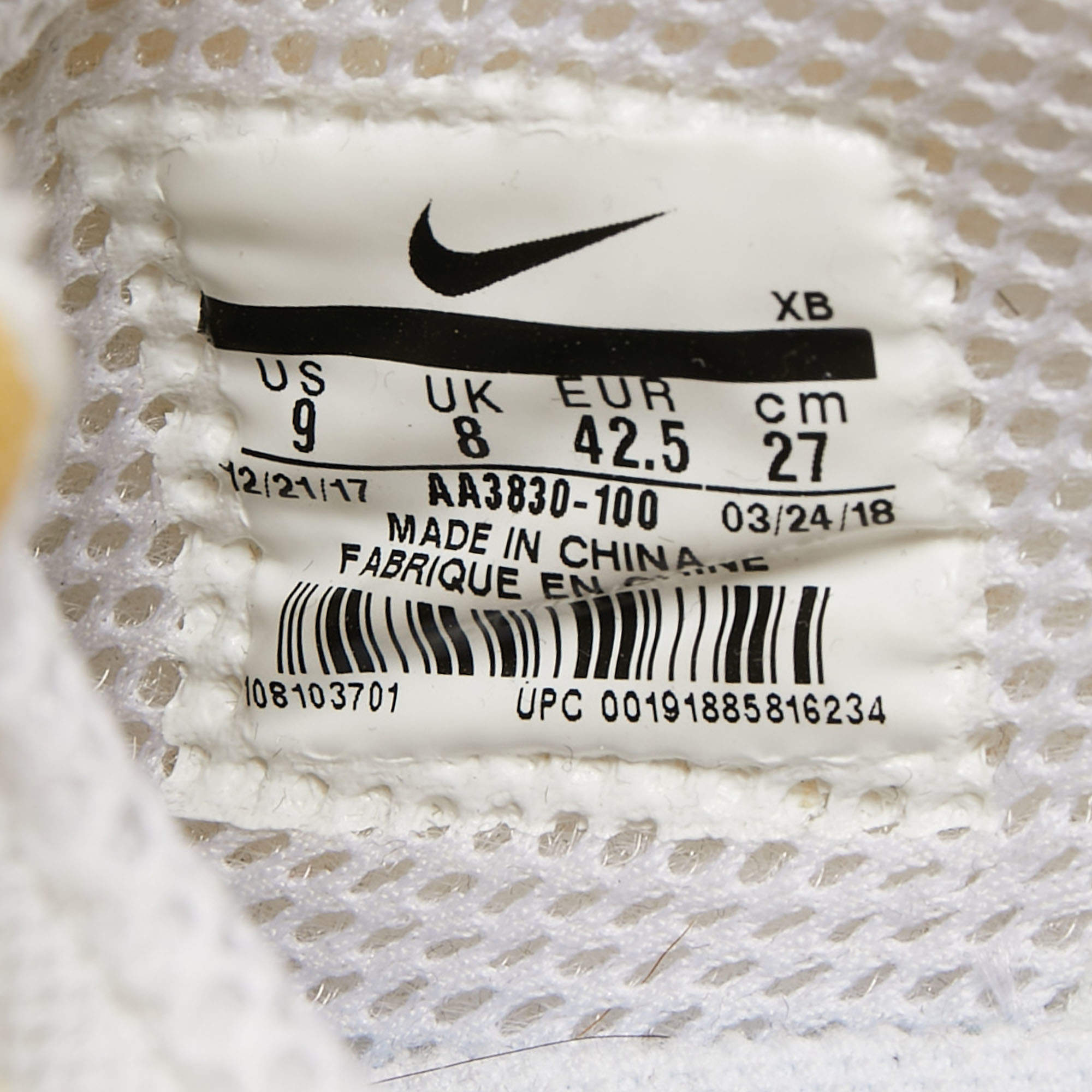 Off white shop presto size tag