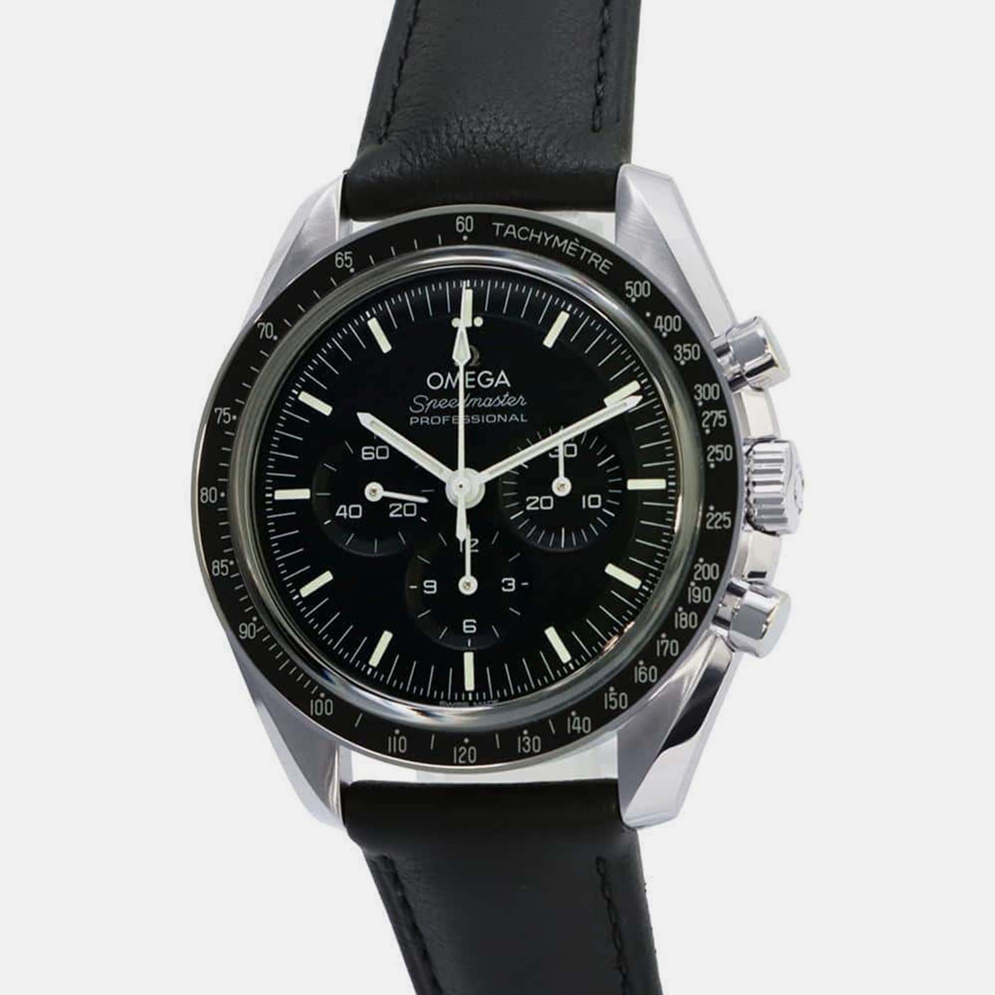 Omega Black Stainless Steel Speedmaster Moonwatch 310.32.42.50.01.002 Automatic Men's Wristwatch 42 mm