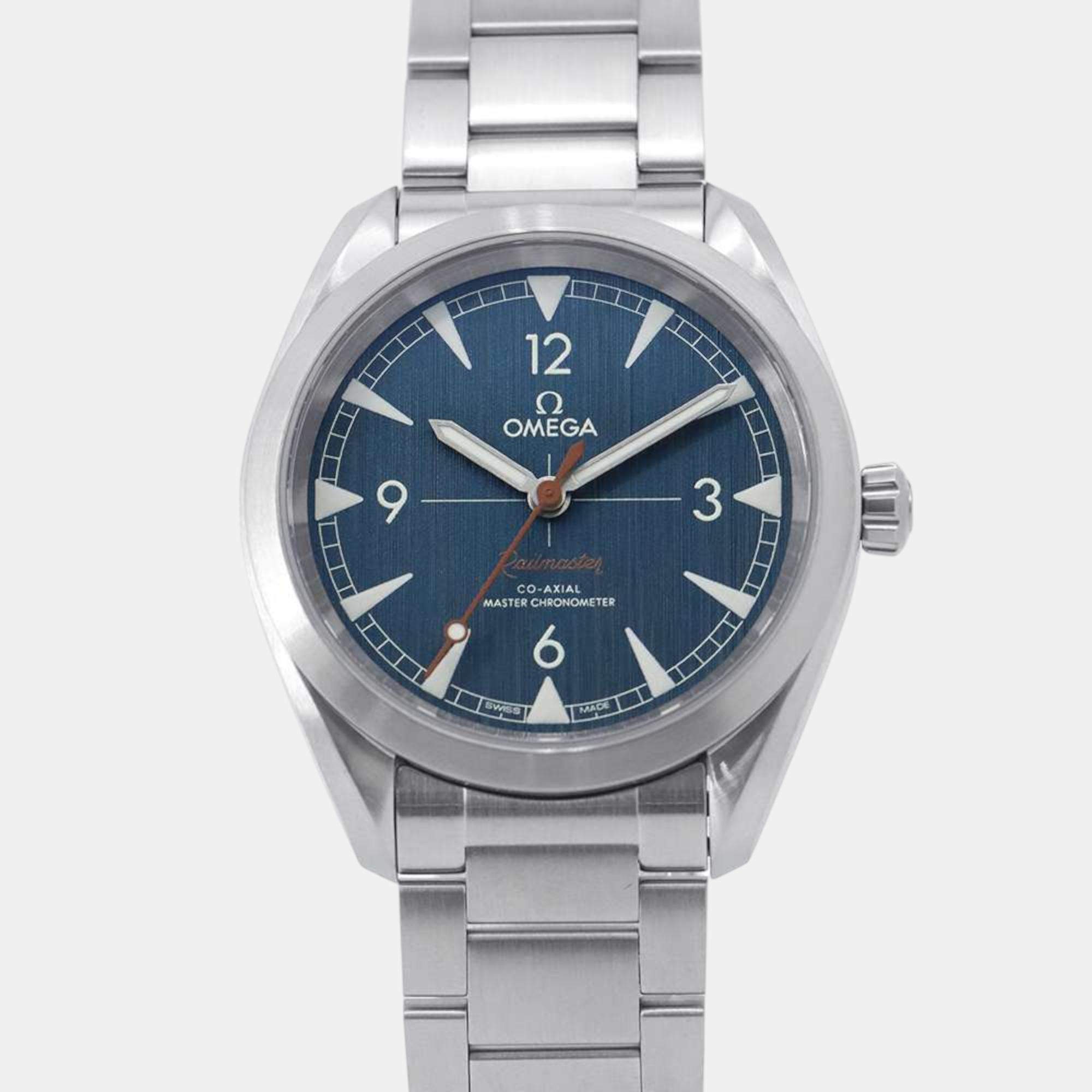 Omega Blue Stainless Steel Seamaster 220.10.40.20.03.001 Automatic Men's Wristwatch 40 mm