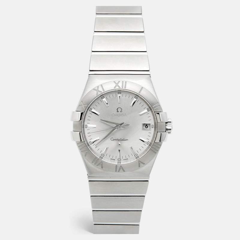 Pre Owned Omega Silver Stainless Steel Constellation 123.10.35.60.02.001 Men's Wristwatch 35 mm