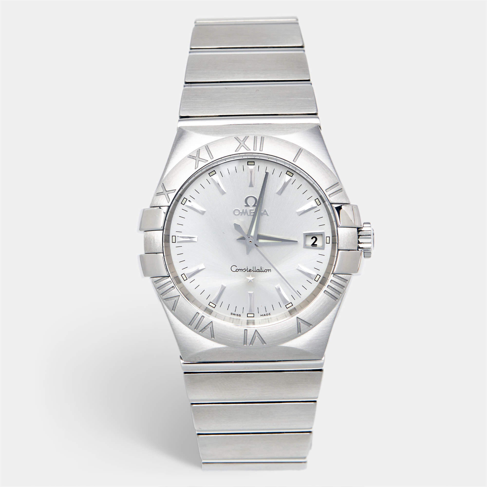Pre Owned Omega Constellation 123.10.35.60.02.001 Silver Dial Stainless Steel Men's Wristwatch 35 mm