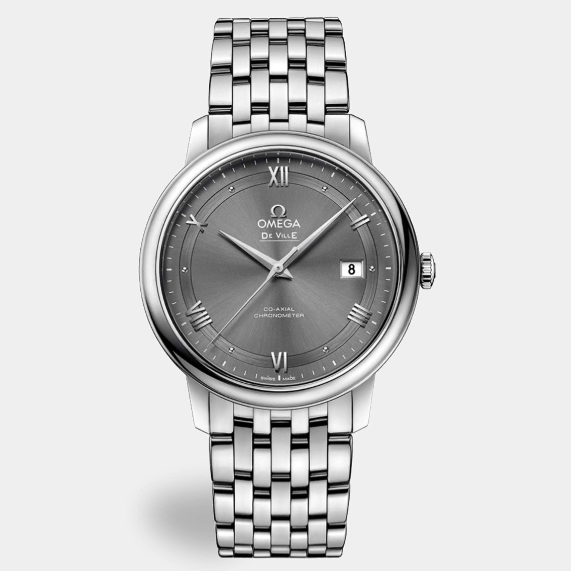 مملوكة مسبقًا ساعة أوميغا ديفيل أوتوماتيك رمادية ستانلس ستيل للرجال 40 مم