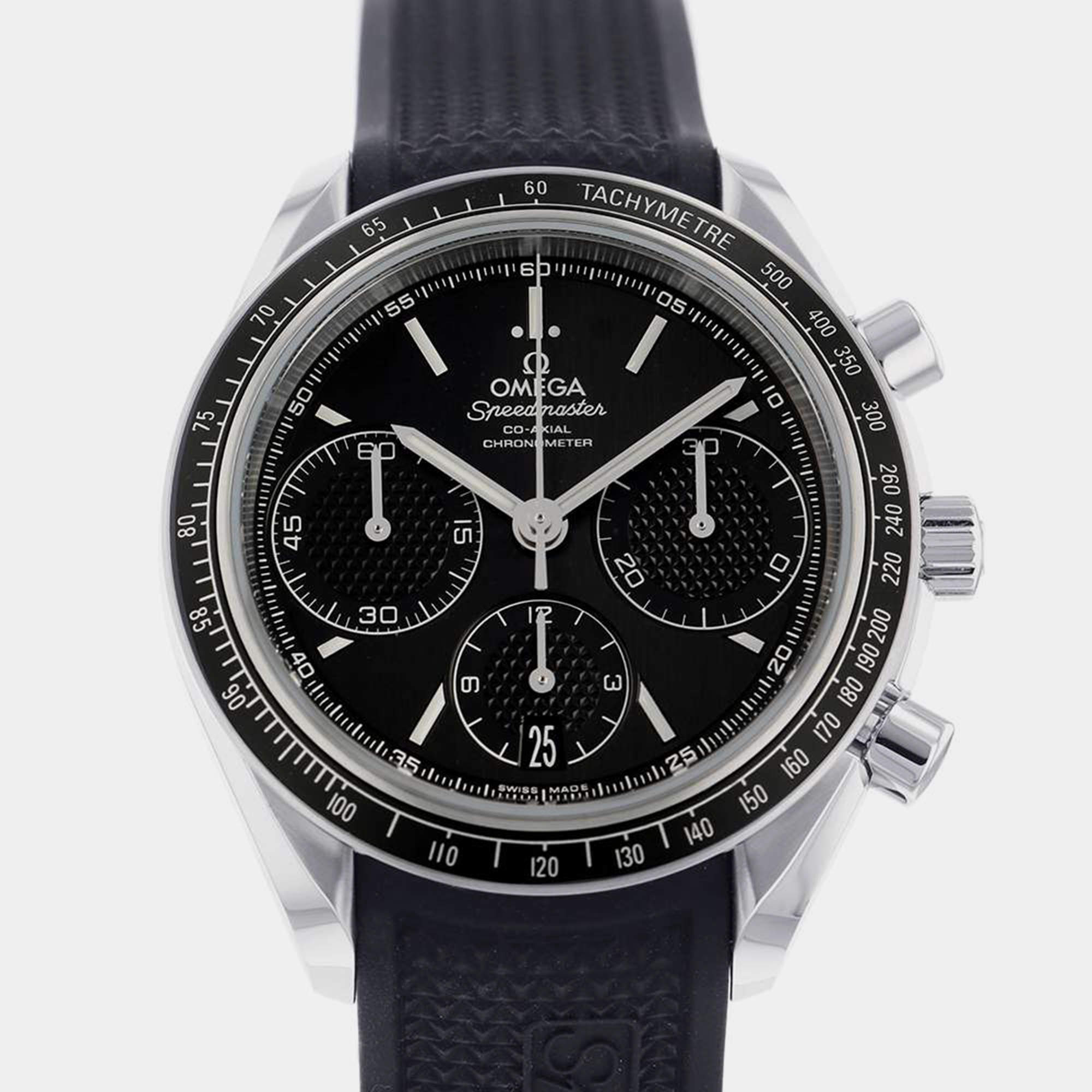 Omega Black Stainless Steel Speedmaster 326.32.40.50.01.001 Automatic Men's Wristwatch 40 mm