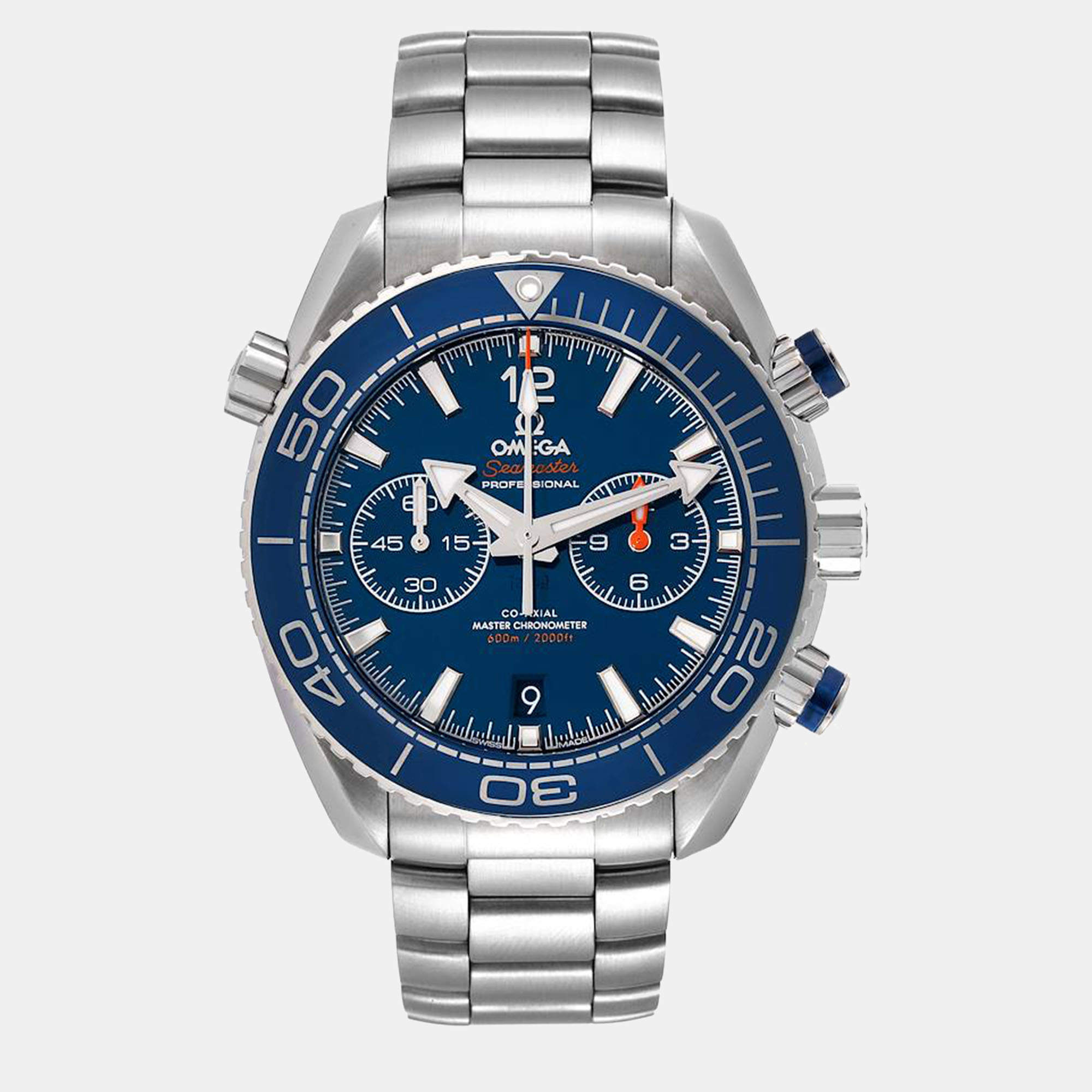 Omega Blue Stainless Steel Seamaster Planet Ocean 215.30.46.51.03.001 Automatic Men's Wristwatch 45.5 mm