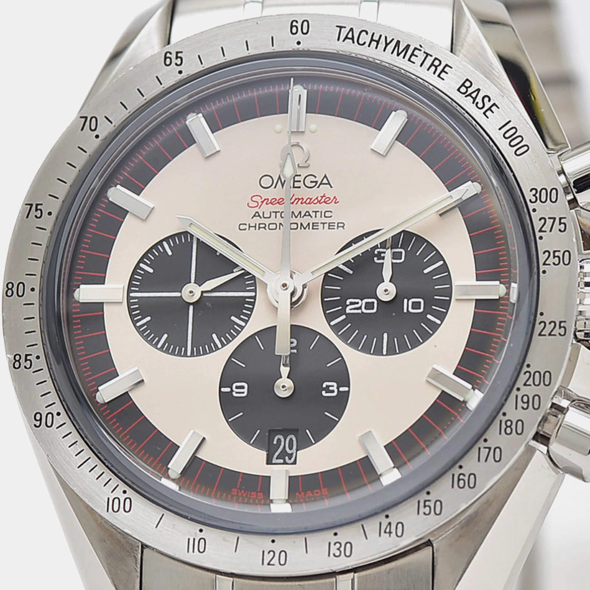 Omega White Stainless Steel Speedmaster 3559.32 Automatic Men s Wristwatch 42 mm Omega TLC