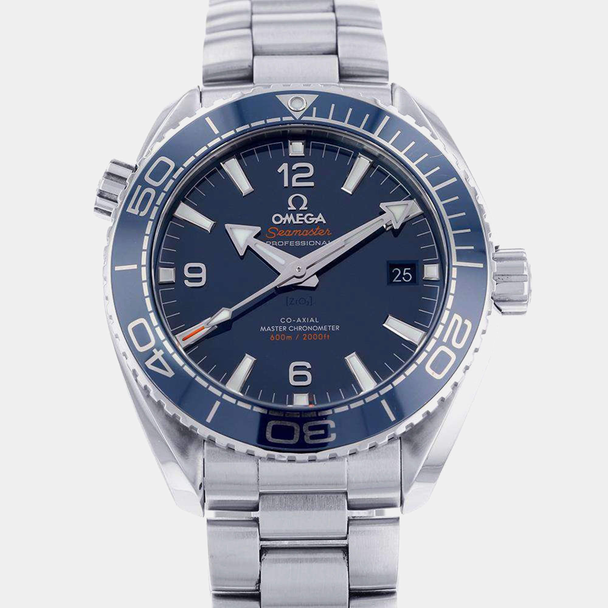 Omega Blue Stainless Steel Seamaster 215.30.44.21.03.001 Automatic Men's Wristwatch 43.5 mm