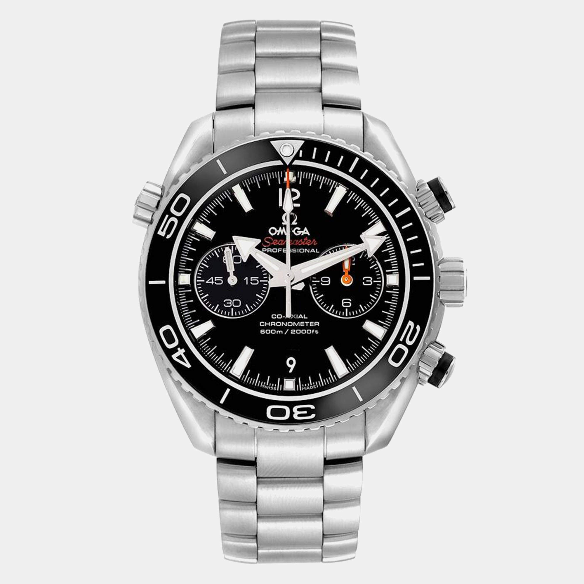 Omega Black Stainless Steel Ceramic Seamaster Planet Ocean 232.30.46.51.01.001 Automatic Men's Wristwatch 45.5 mm