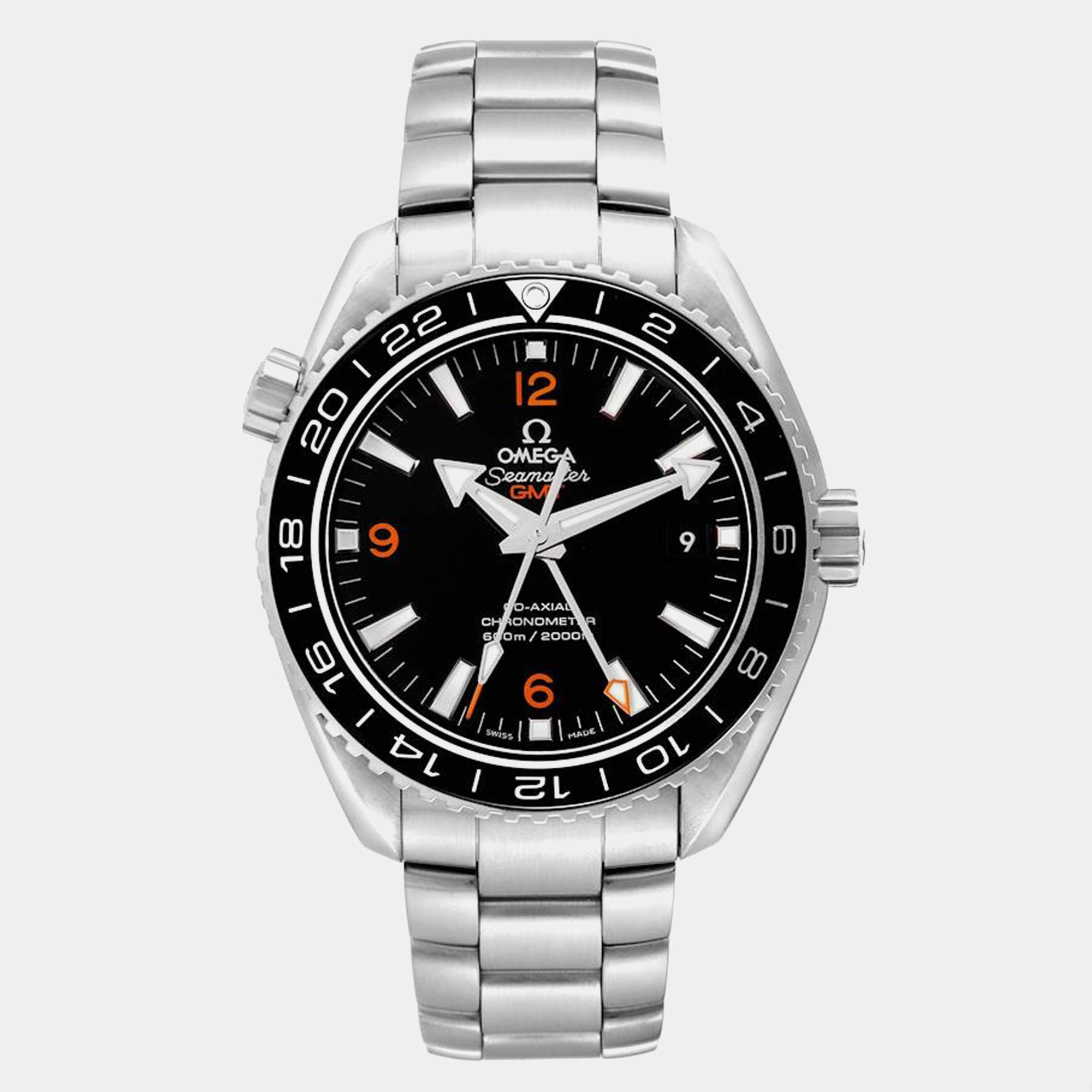 Omega Black Stainless Steel Seamaster Planet Ocean 232.30.44.22.01.002 Automatic Men's Wristwatch 43.5 mm