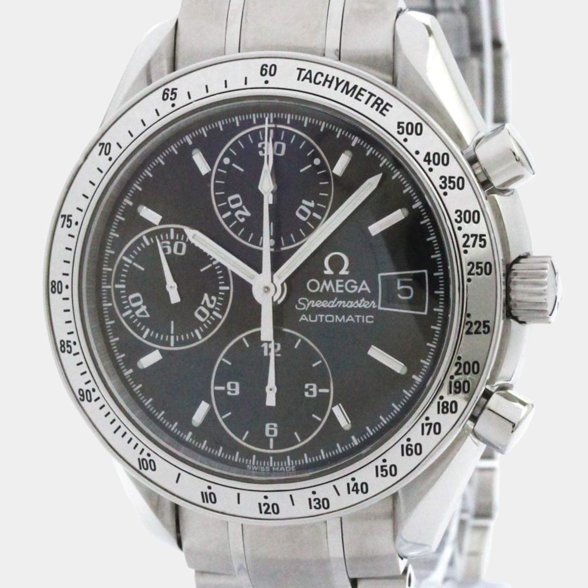 Pre Owned Omega Black Stainless Steel Speedmaster 3513.50 Automatic Men's Wristwatch 39 mm