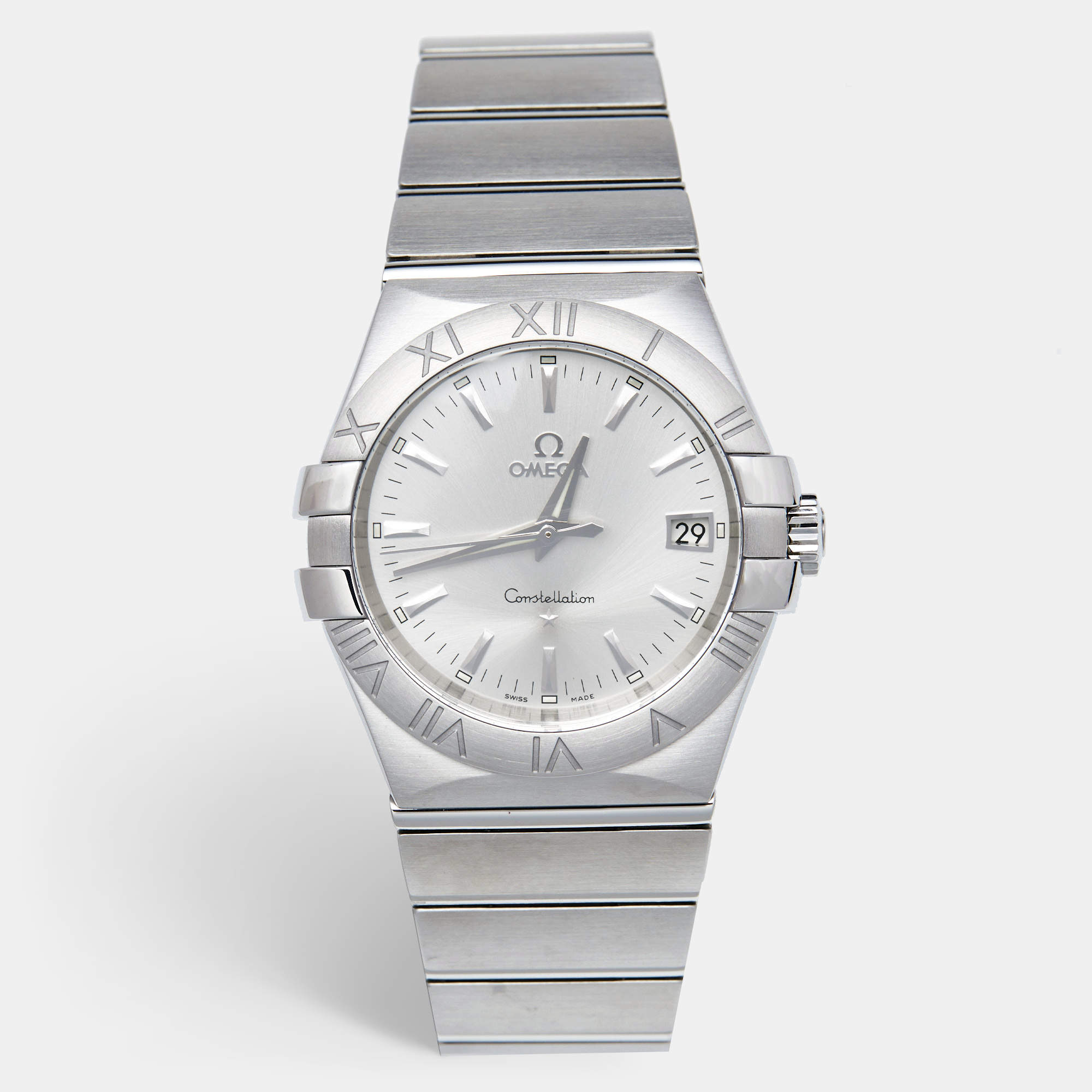 Pre Owned Omega Silver Stainless Steel Constellation 123.10.35.60.02.001 Men's Wristwatch 35 mm