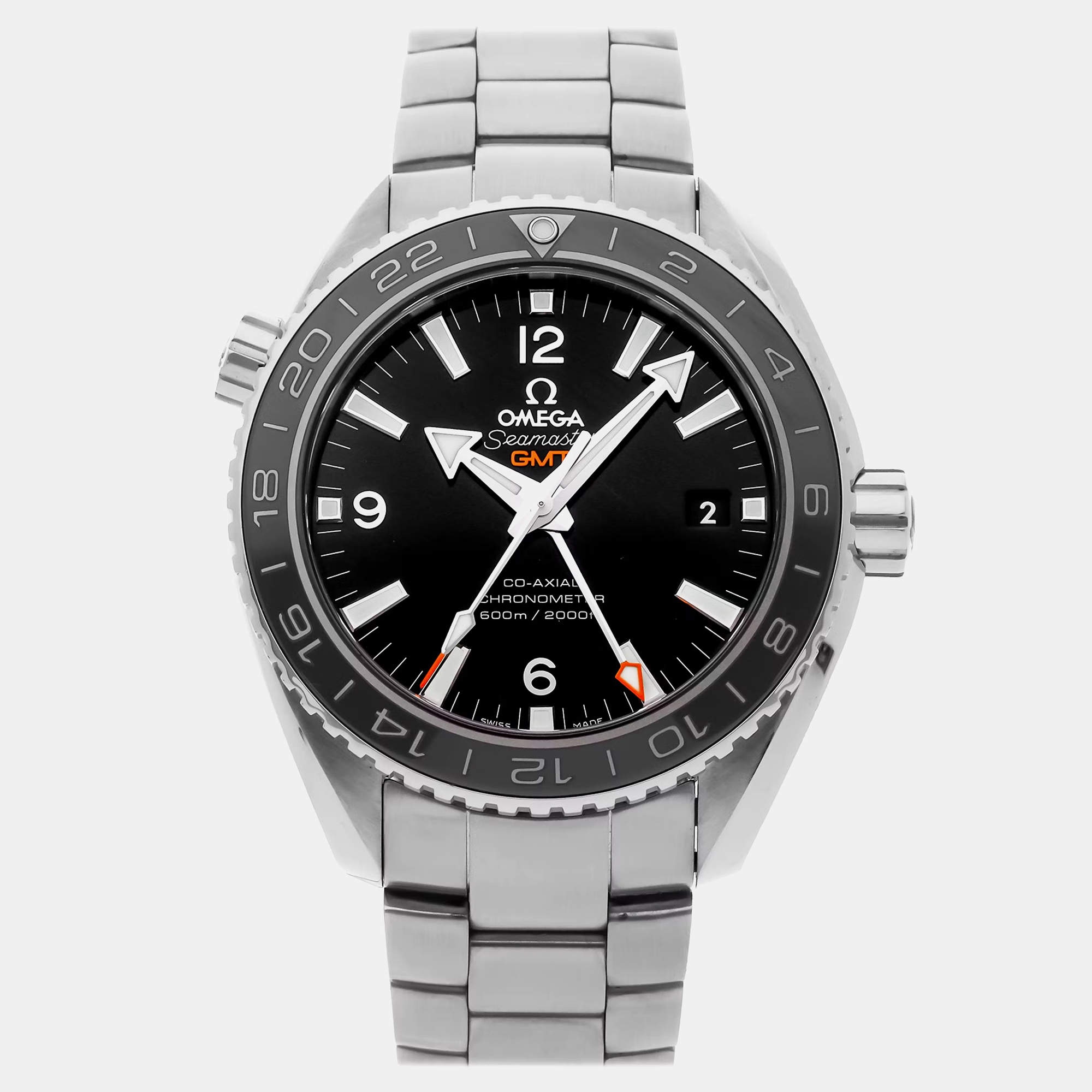 Omega Black Stainless Steel Seamaster Planet Ocean 232.32.44.22.01.001 Automatic Men's Wristwatch 43 mm