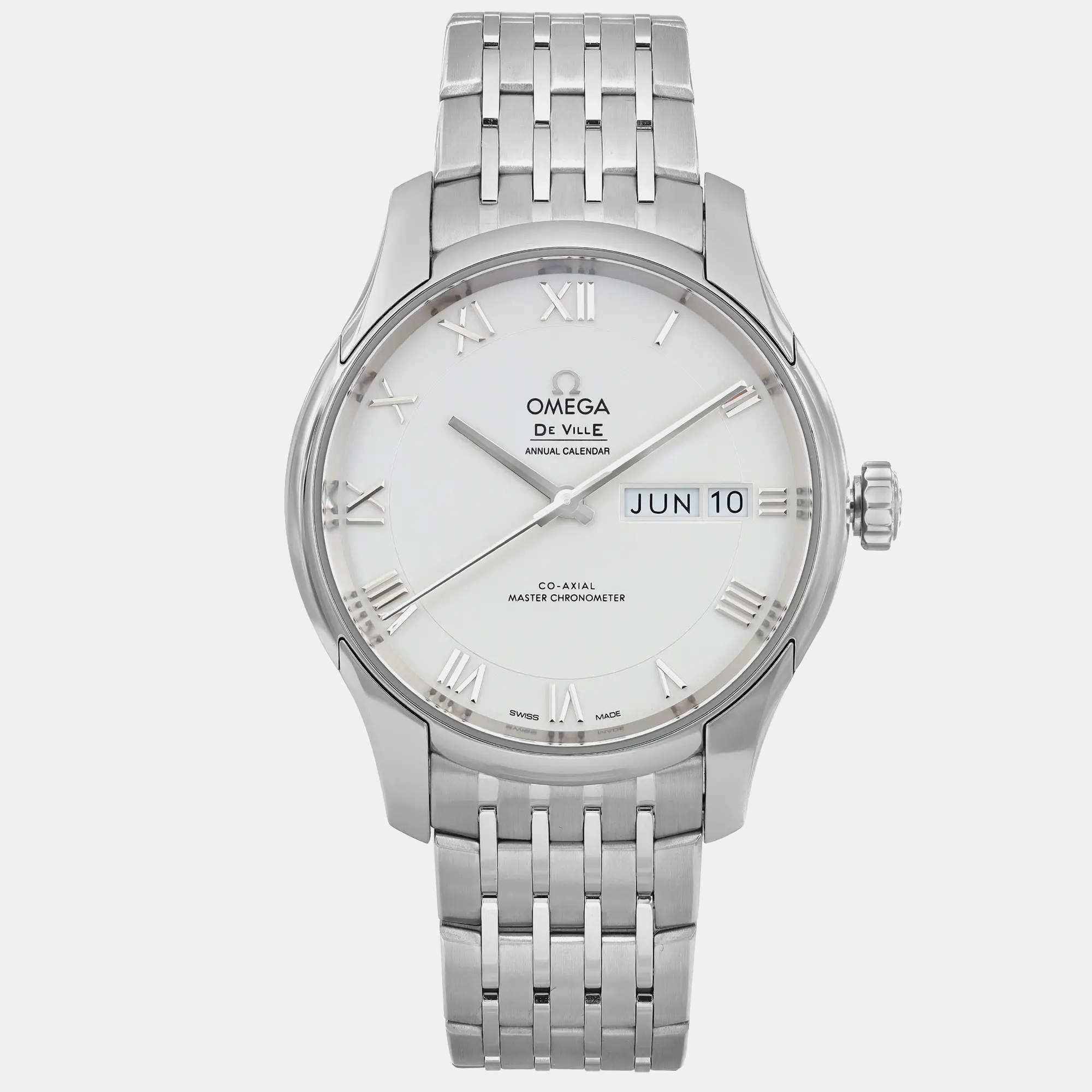 Omega White Stainless Steel De Ville Hour Vision 433.10.41.22.02.001 Automatic Men's Wristwatch 41mm