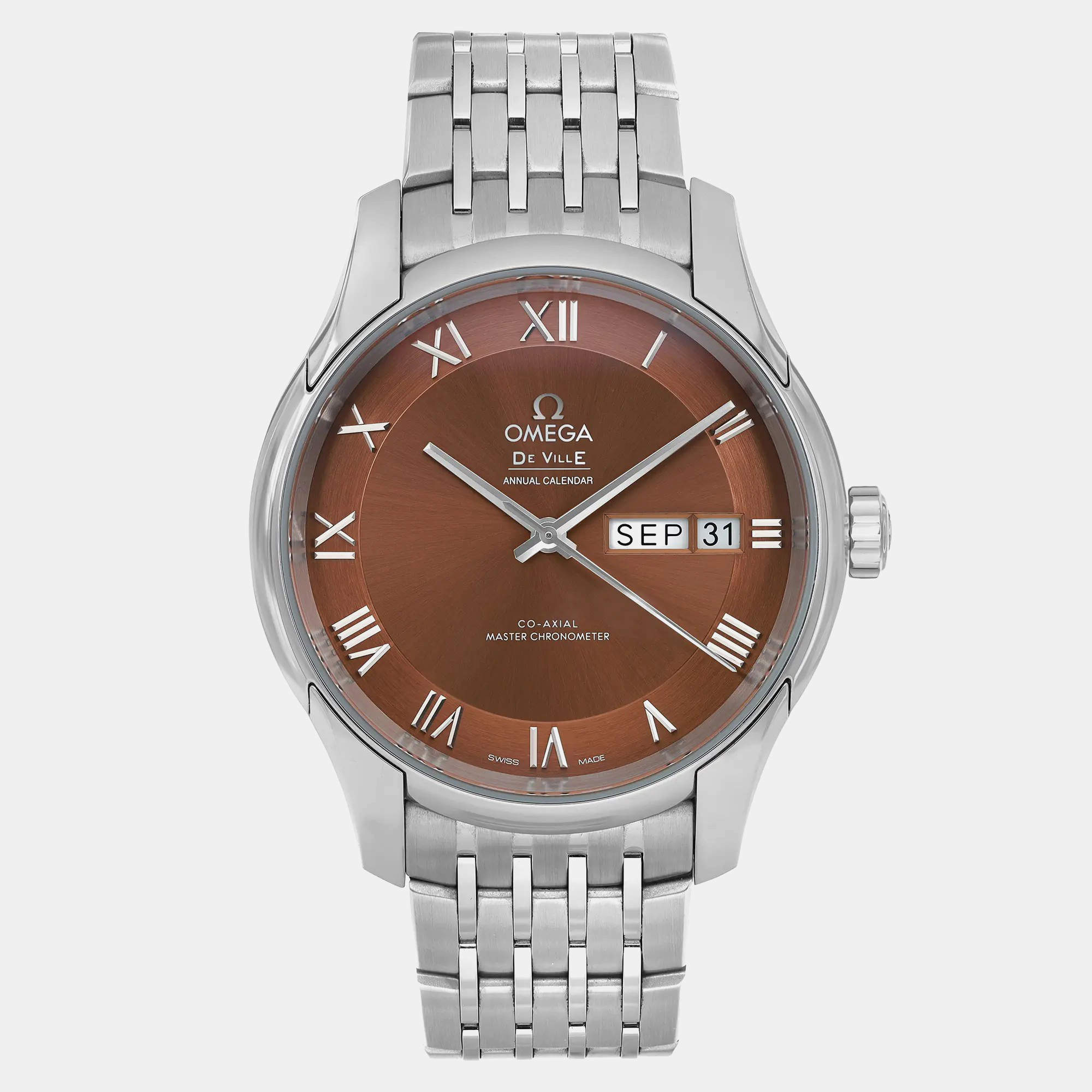 Omega Brown Stainless Steel De Ville Hour Vision 433.10.41.22.10.001 Automatic Men's Wristwatch 41mm