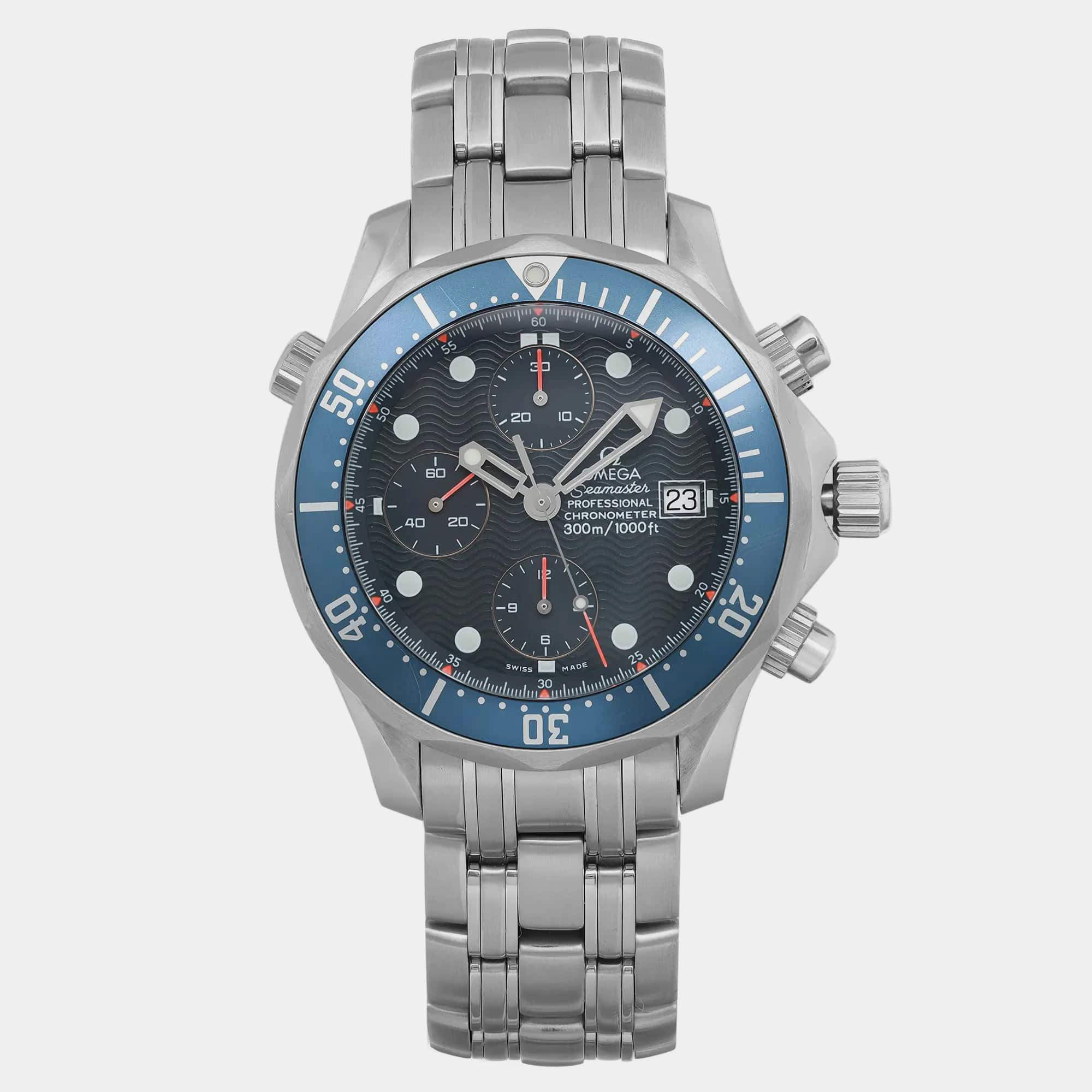 Omega Blue Stainless Steel Seamaster Diver 2599.80 Automatic Men's Wristwatch 42 mm