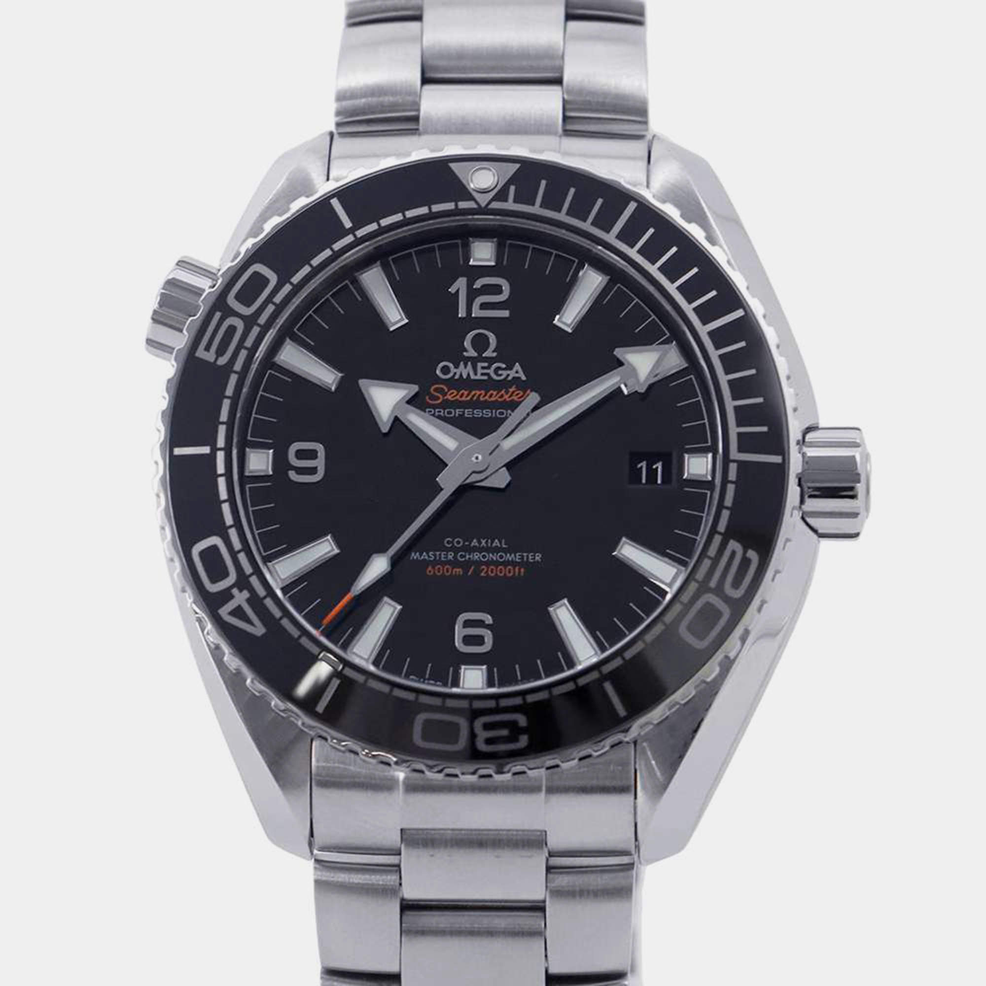 Omega Black Stainless Steel Seamaster Planet Ocean 215.30.44.21.01.001 Automatic Men's Wristwatch 43 mm