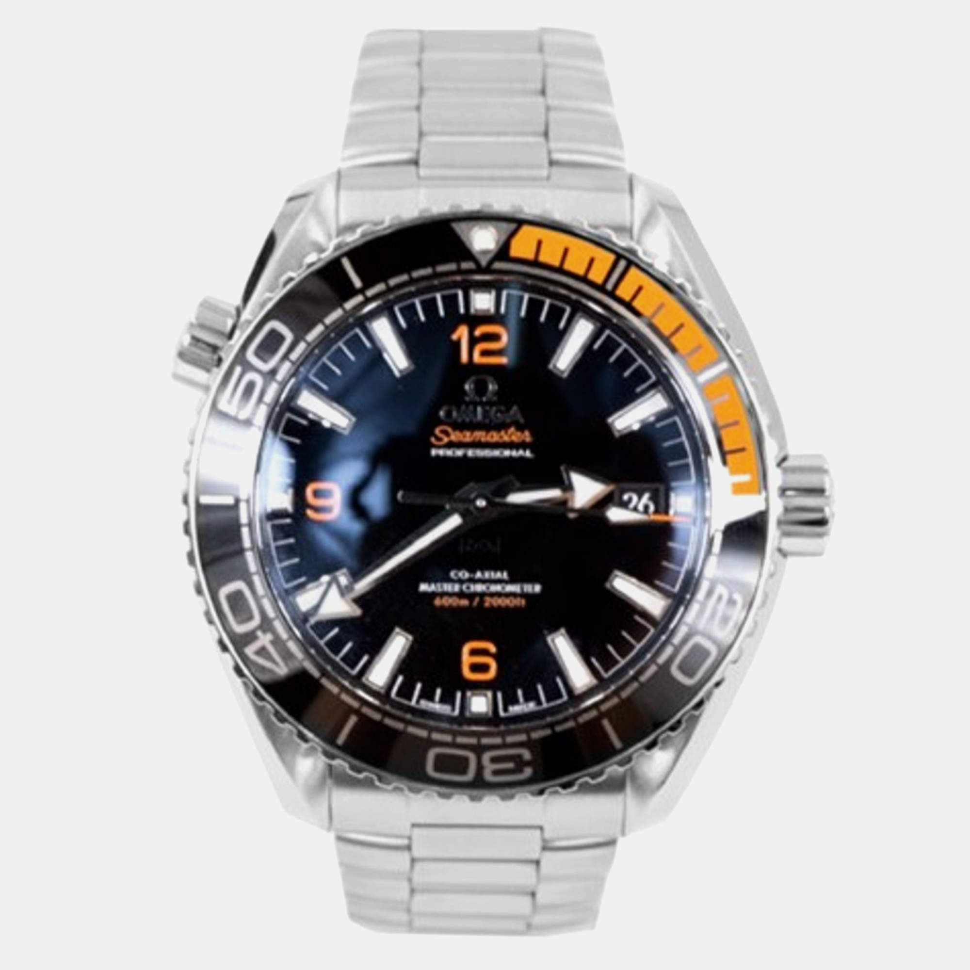 Omega Black Stainless Steel Seamaster 215.32.44.21.01.001 Automatic Men's Wristwatch 43.5 mm