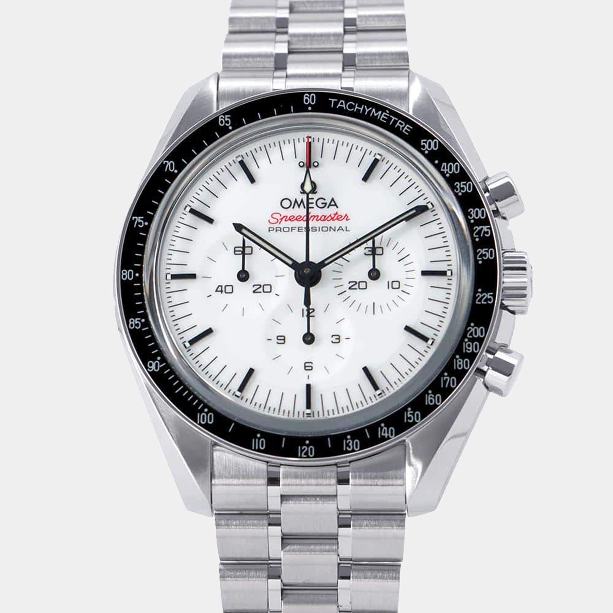 Omega White Stainless Steel Speedmaster Professional Moonwatch 310.30.42.50.04.001 Manual Winding Men's Wristwatch 42mm