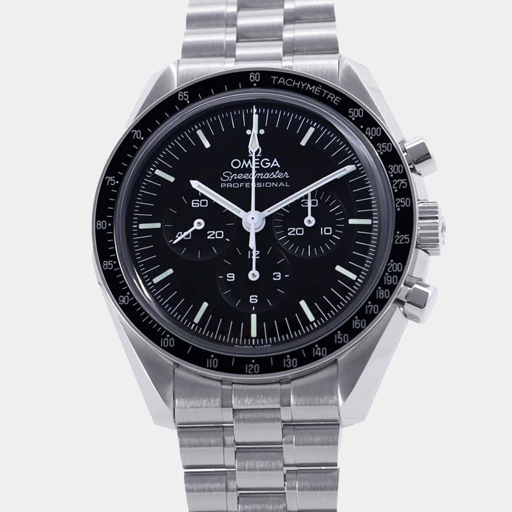 Omega Black Stainless Steel Speedmaster Professional Moonwatch 310.30.42.50.01.001 Manual Winding Men's Wristwatch 42mm