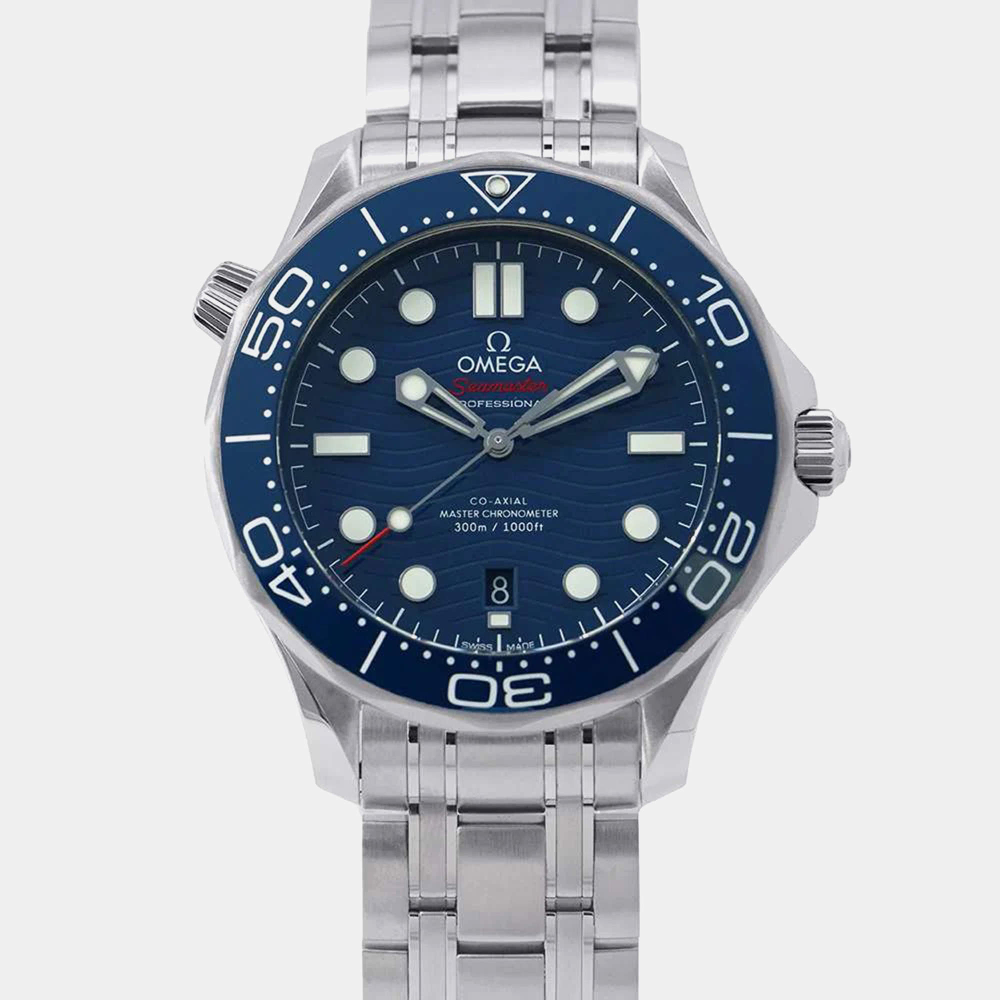 Omega Blue Stainless Steel Seamaster 210.30.42.20.03.001 Automatic Men's Wristwatch 42 mm